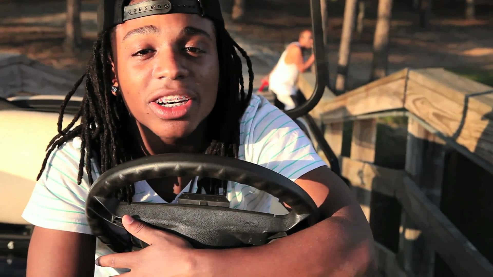 Jacquees, dreadlocks, steering wheel, Full HD Desktop Wallpaper