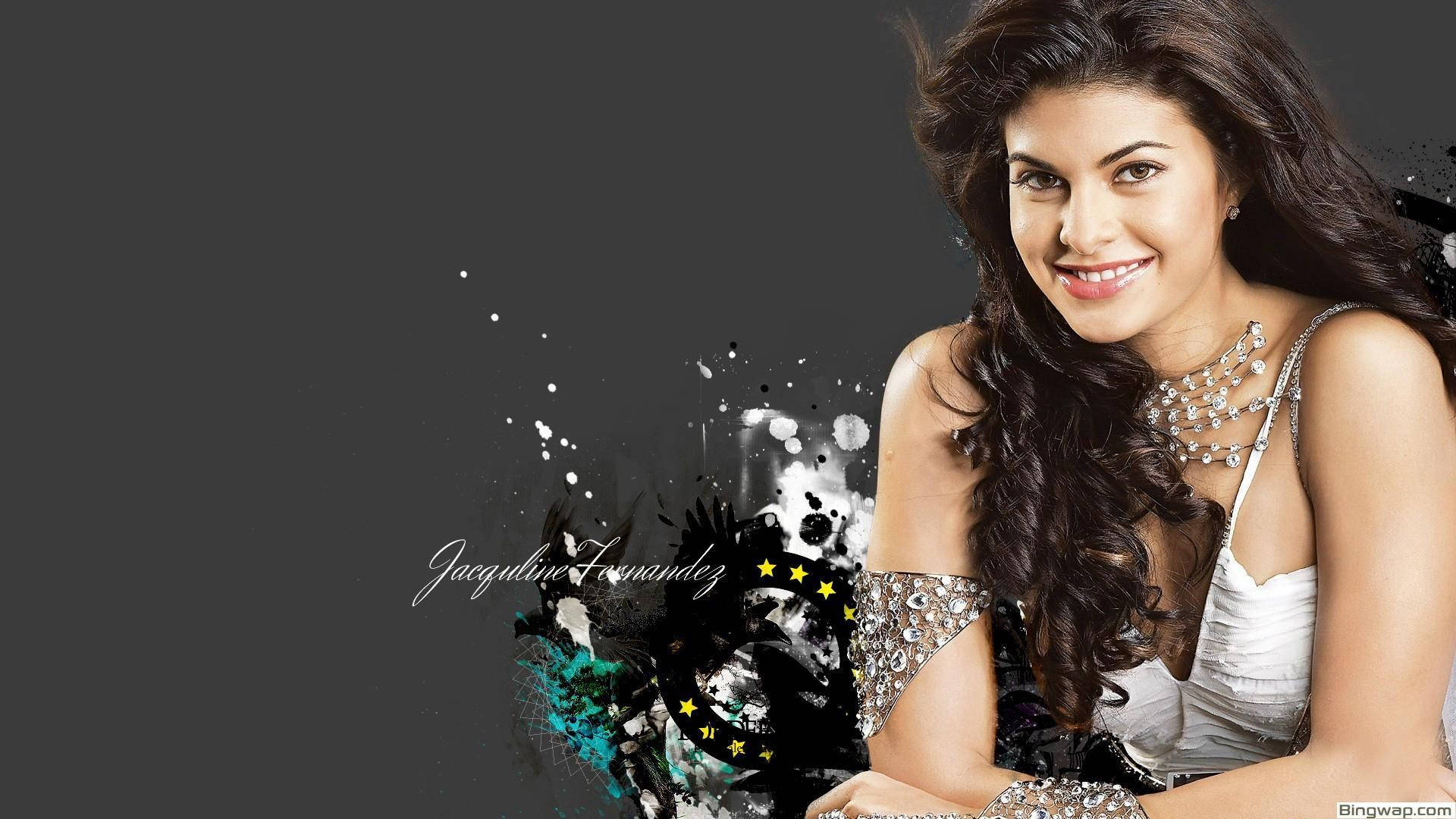 Jacqueline Fernandez, long dark hair, sparkling white outfit, Full HD Desktop Wallpaper