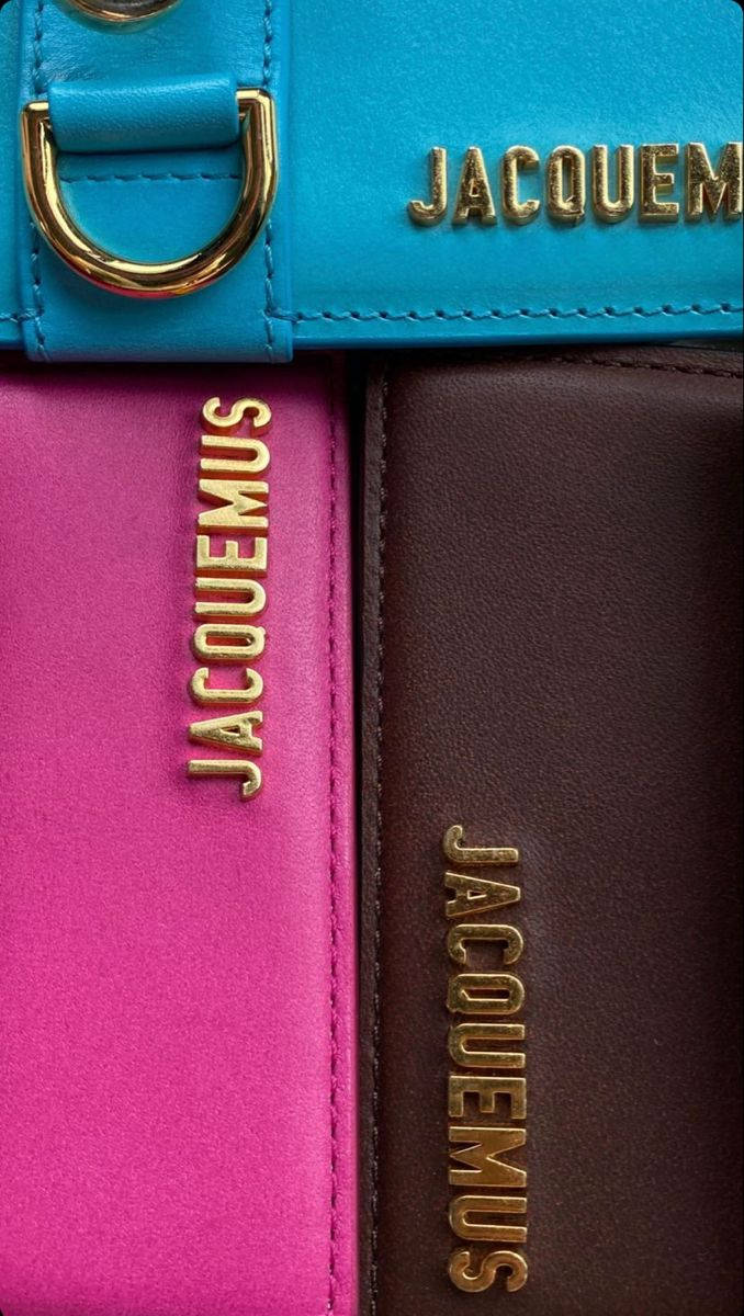 Jacquemus, leather wallets, blue pink and brown, SD Phone Wallpaper