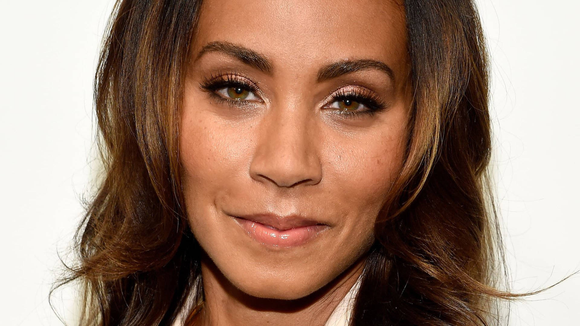 Jada Pinkett Smith, copper makeup, warm brown eyes, Full HD Desktop Wallpaper