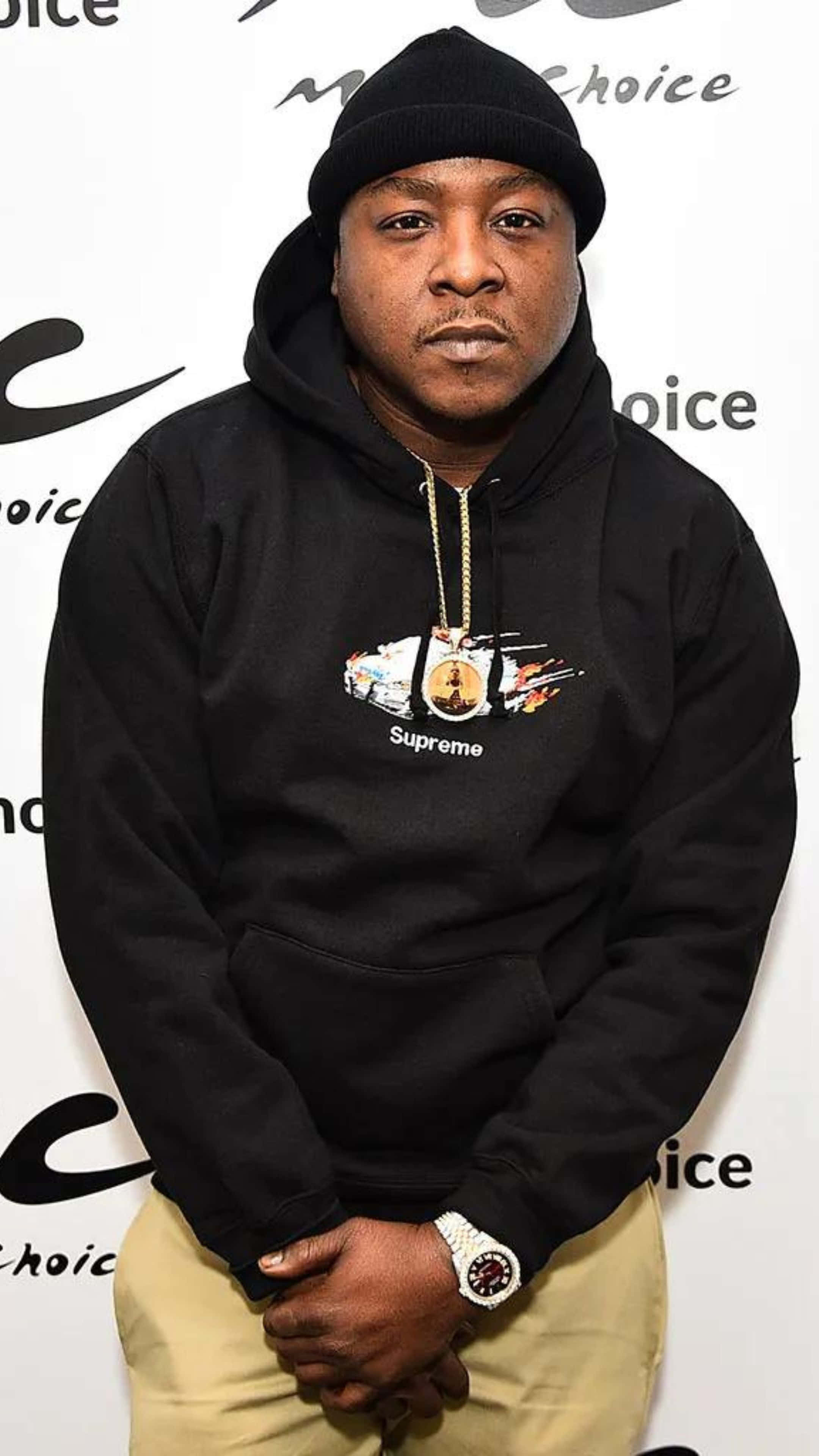 Jadakiss, black Supreme hoodie, beanie, 4K Phone Wallpaper