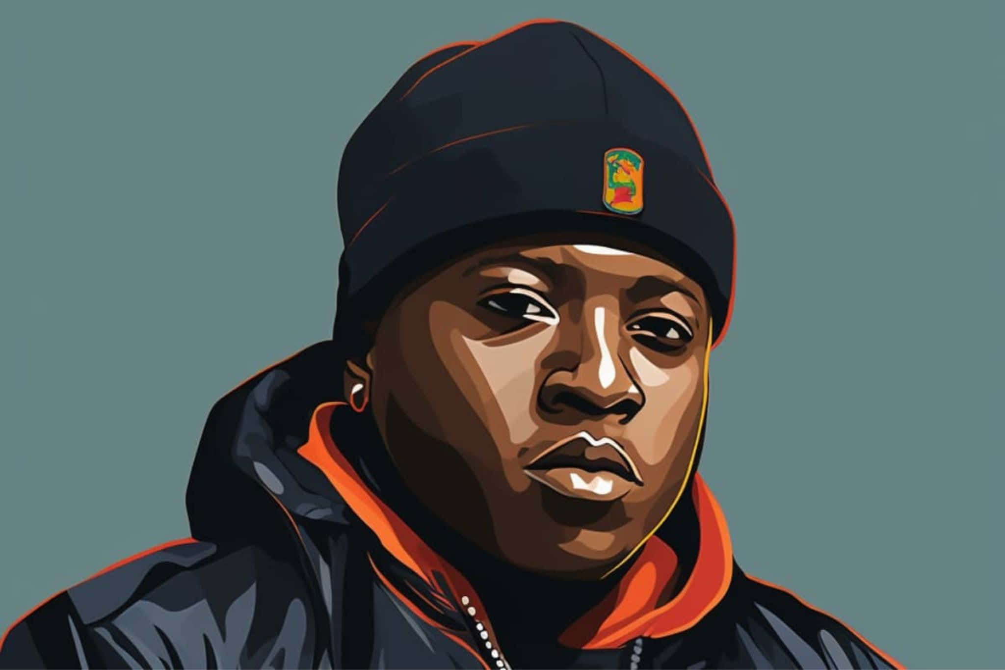 Jadakiss, black beanie, colorful patch, Full HD Desktop Wallpaper