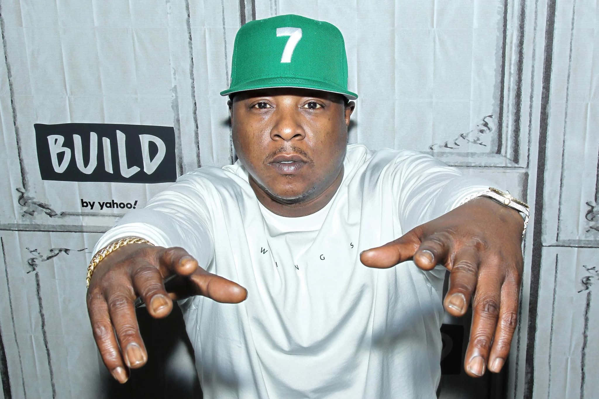 Jadakiss, green cap, white number seven, Full HD Desktop Wallpaper