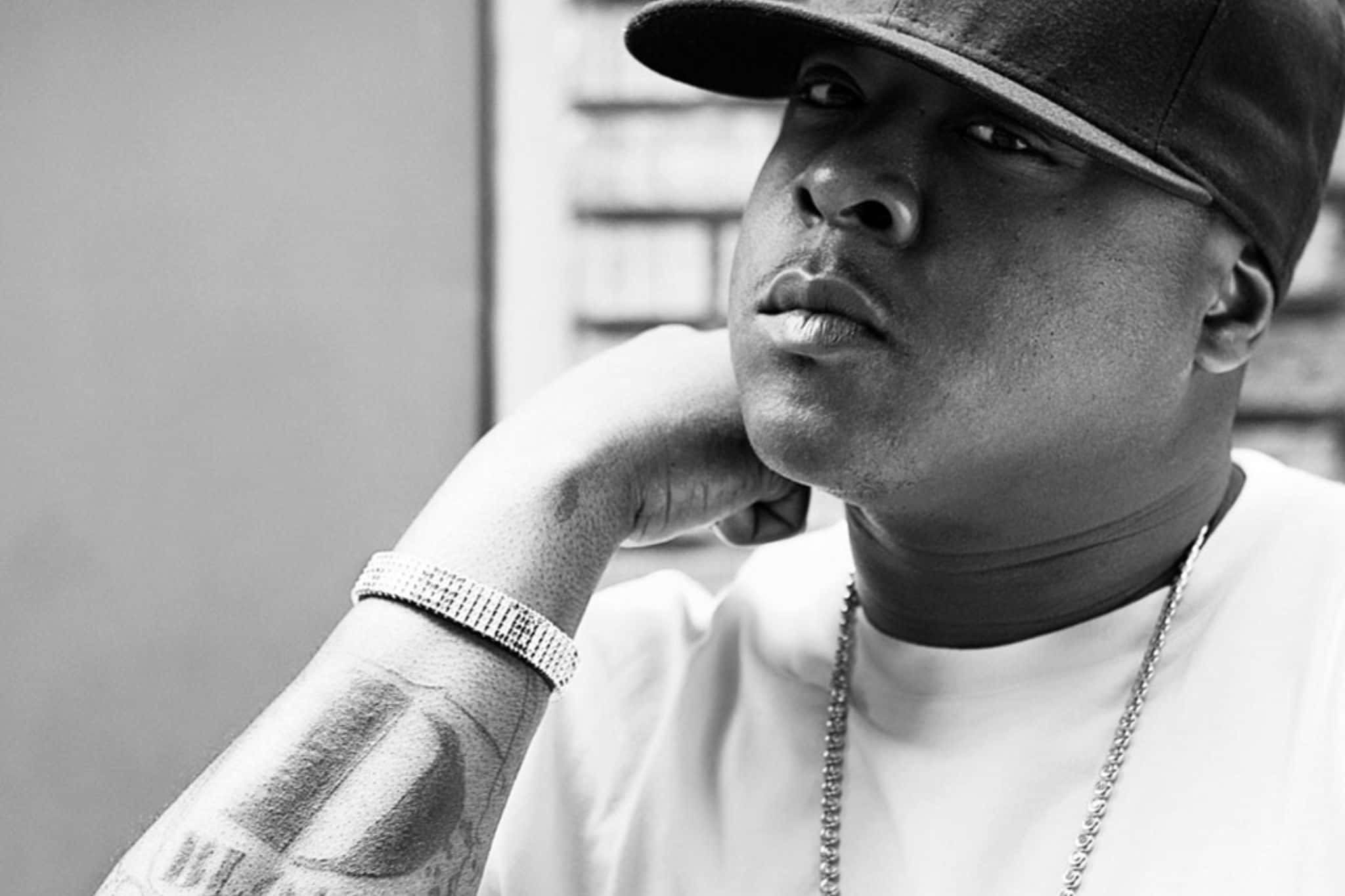 Jadakiss, black and white portrait, cap, Full HD Desktop Wallpaper