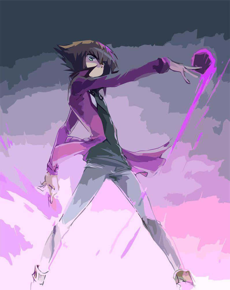 Jaden Yuki, purple coat, glowing purple energy, SD Phone Wallpaper