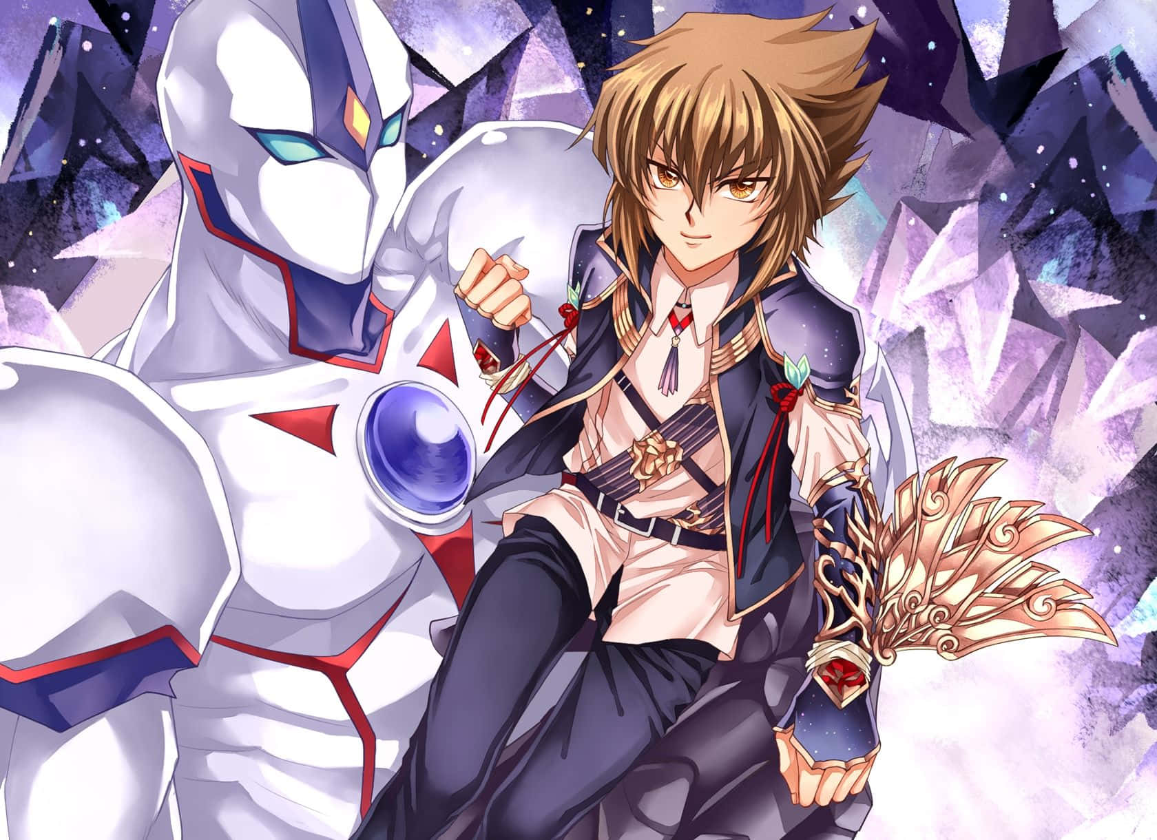 Jaden Yuki, golden hair, glowing sword, HD Desktop Wallpaper