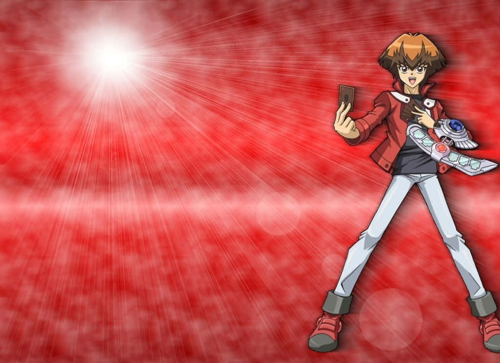 Jaden Yuki, red jacket, duel disk, SD Desktop Wallpaper