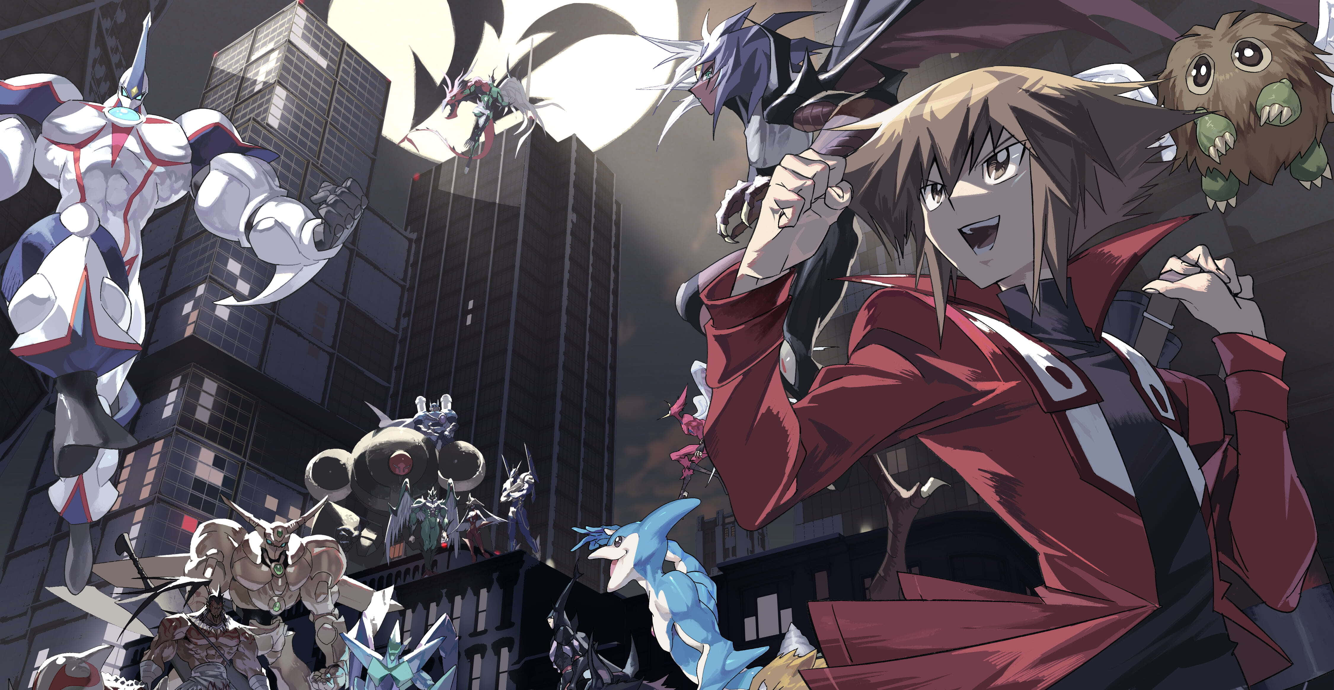 Jaden Yuki, red jacket, giant mechanical monsters, 4K Desktop Wallpaper