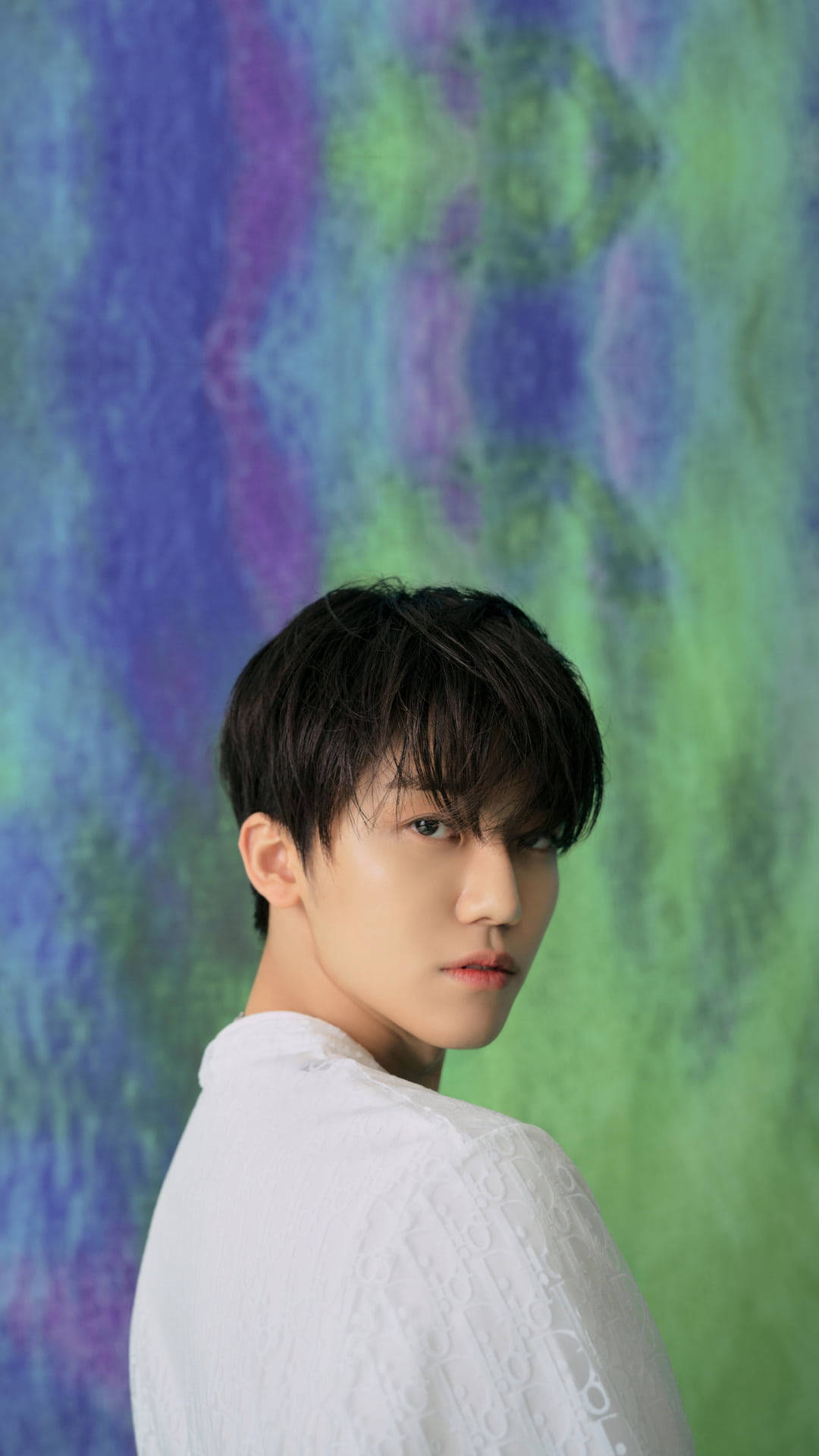 Jaemin NCT, white textured shirt, vibrant abstract background, Full HD Phone Wallpaper