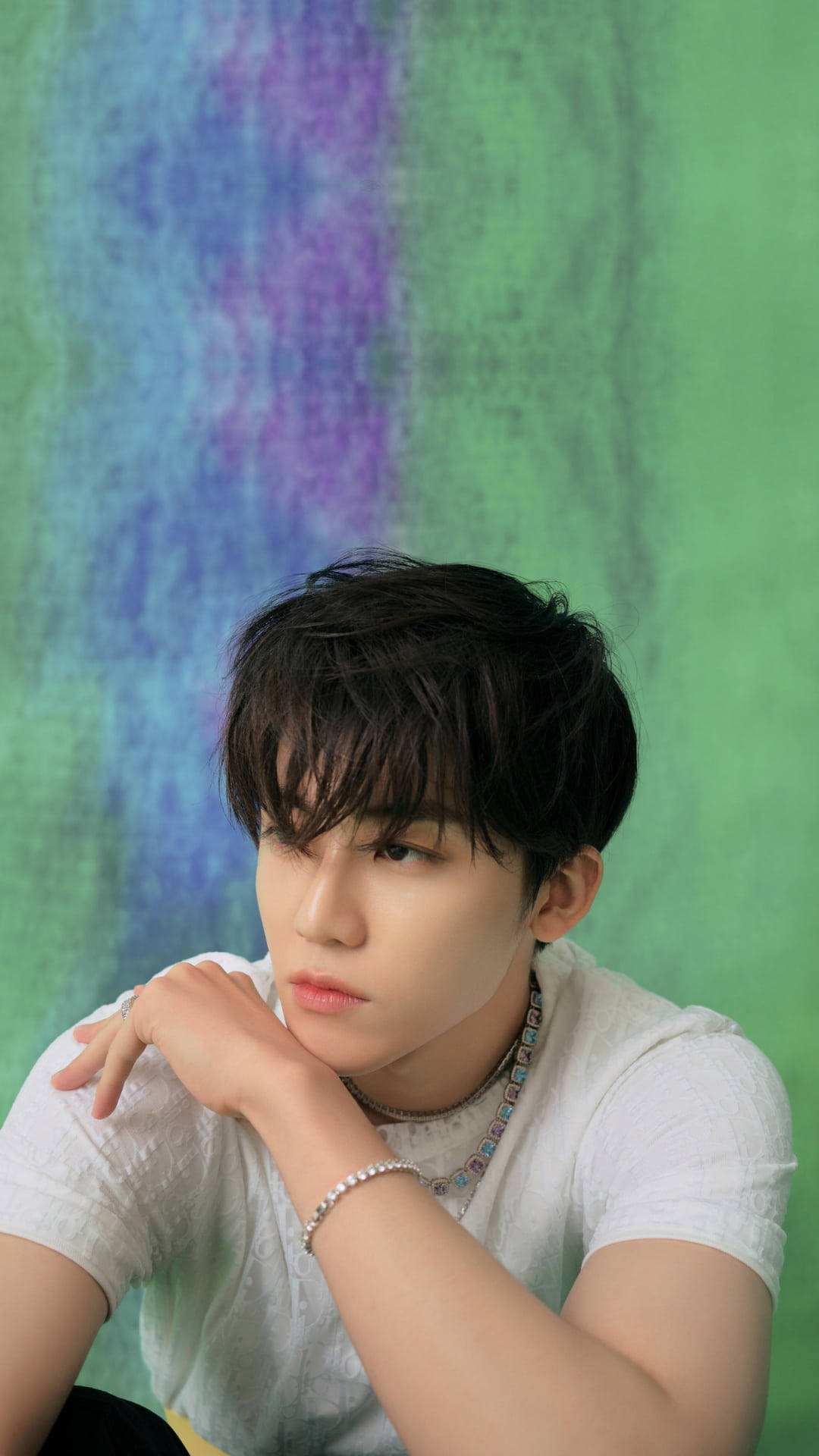 Jaemin NCT, green and purple wall, vibrant green, Full HD Phone Wallpaper