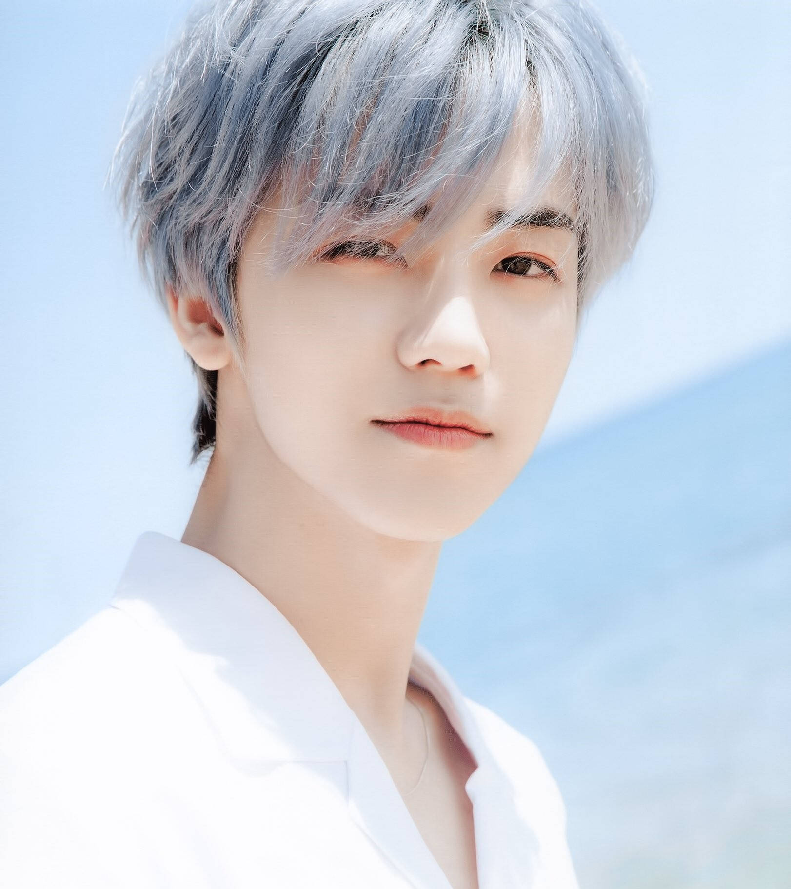 Jaemin NCT, silver hair, white shirt, HD Phone Wallpaper