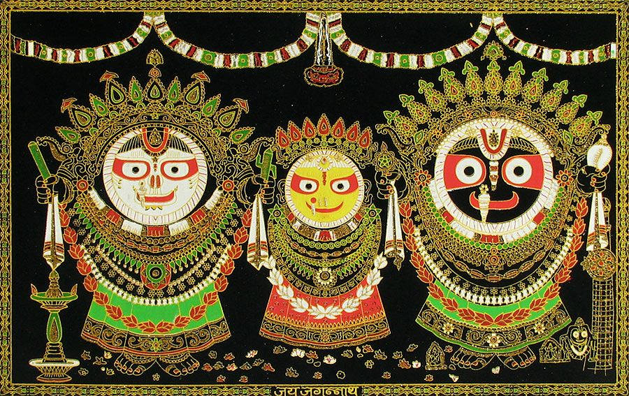 Jagannath, gold, green, SD Desktop Wallpaper