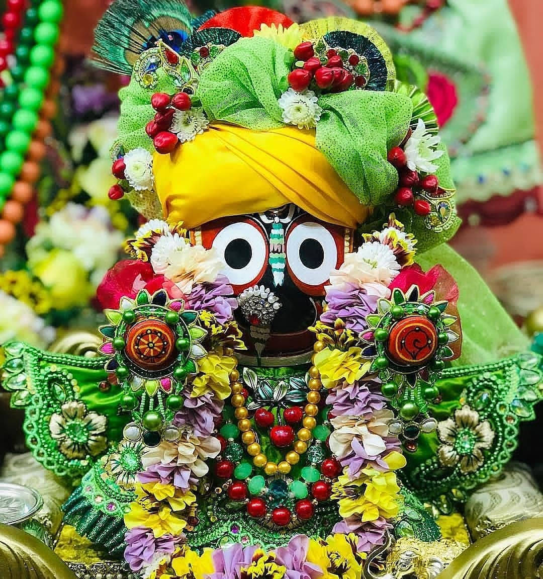Jagannath, green dress, yellow turban, SD Phone Wallpaper