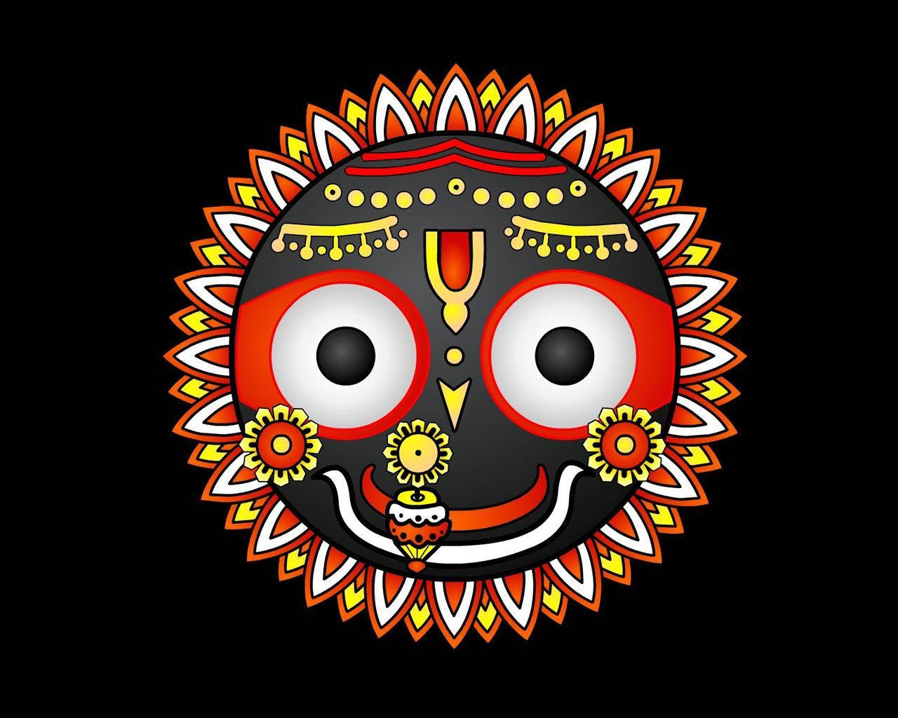 Jagannath, gold markings, red eyes, HD Desktop Wallpaper
