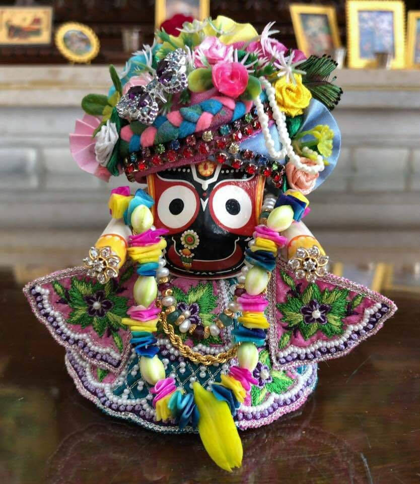Jagannath, floral outfit, traditional Indian idol, SD Phone Wallpaper