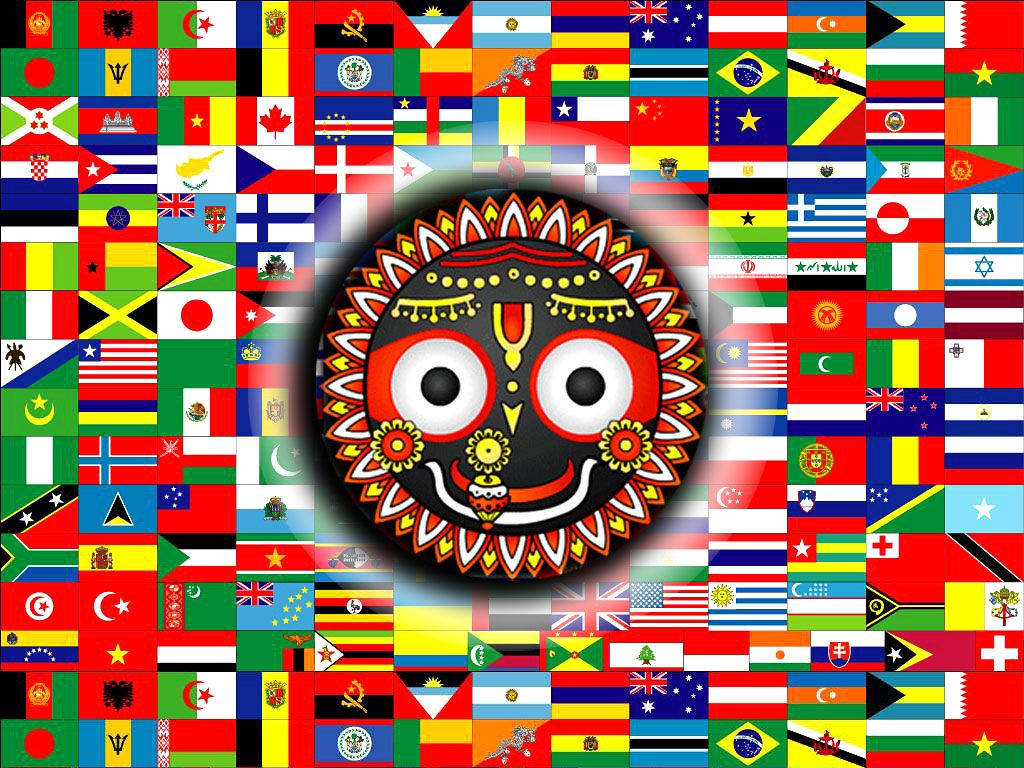 Jagannath, Indian folk art mask, red and black, SD Desktop Wallpaper