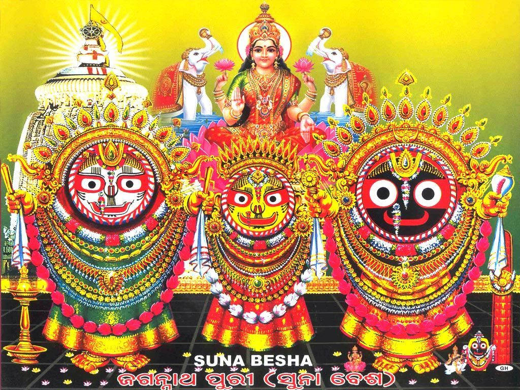 Jagannath, Hindu deities, gold jewelry, SD Desktop Wallpaper