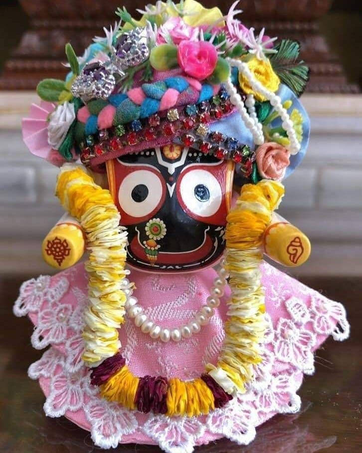 Jagannath, pearl necklace, colorful flowers beads, SD Phone Wallpaper