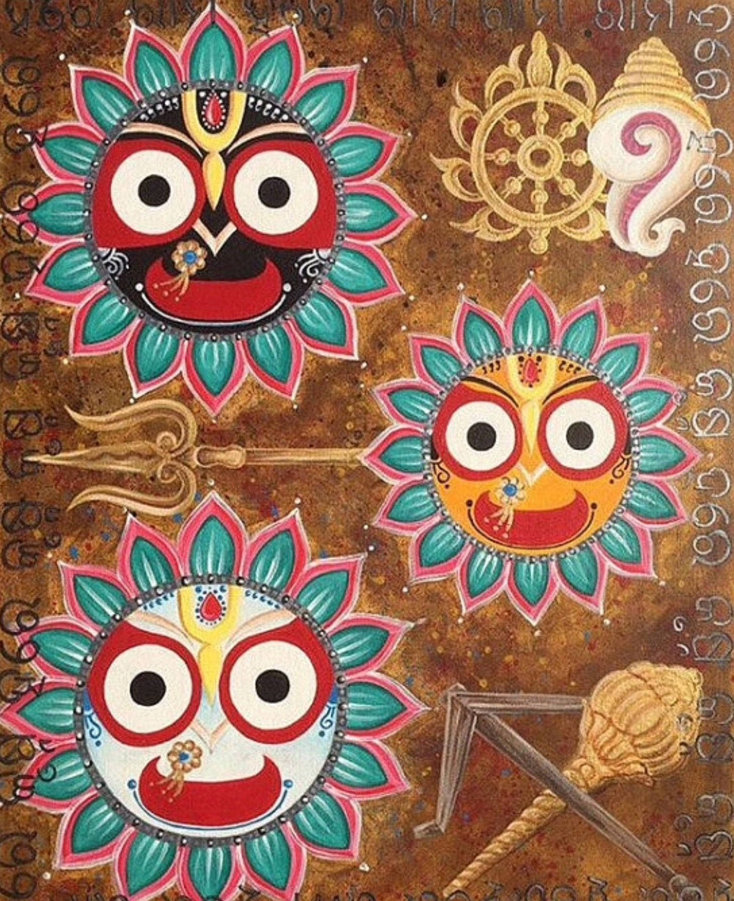 Jagannath, colorful masks, ornate Hindu deities, HD Phone Wallpaper