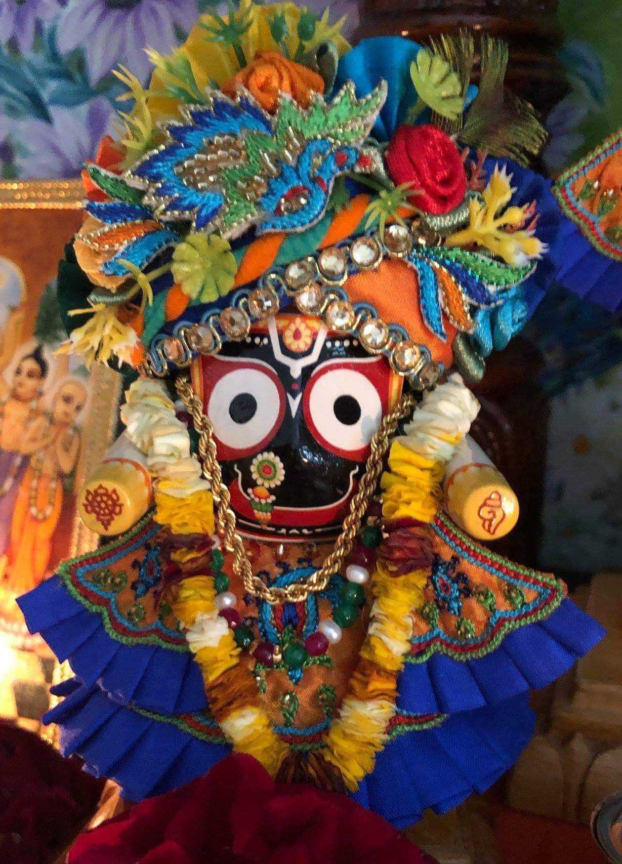 Jagannath, floral headdress, colorful flowers beads, HD Phone Wallpaper