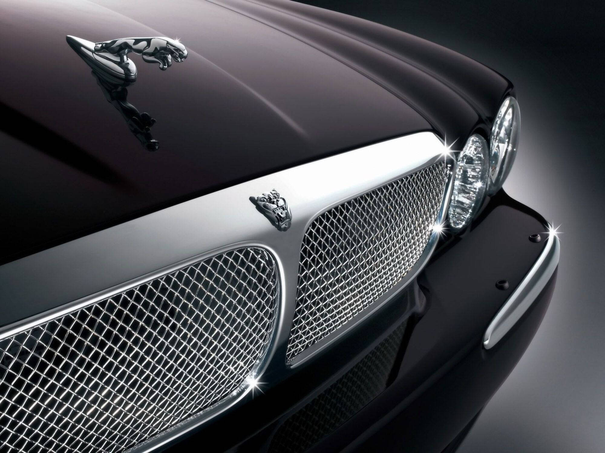 Jaguar Car, monochrome front bumper, black, Full HD Desktop Wallpaper