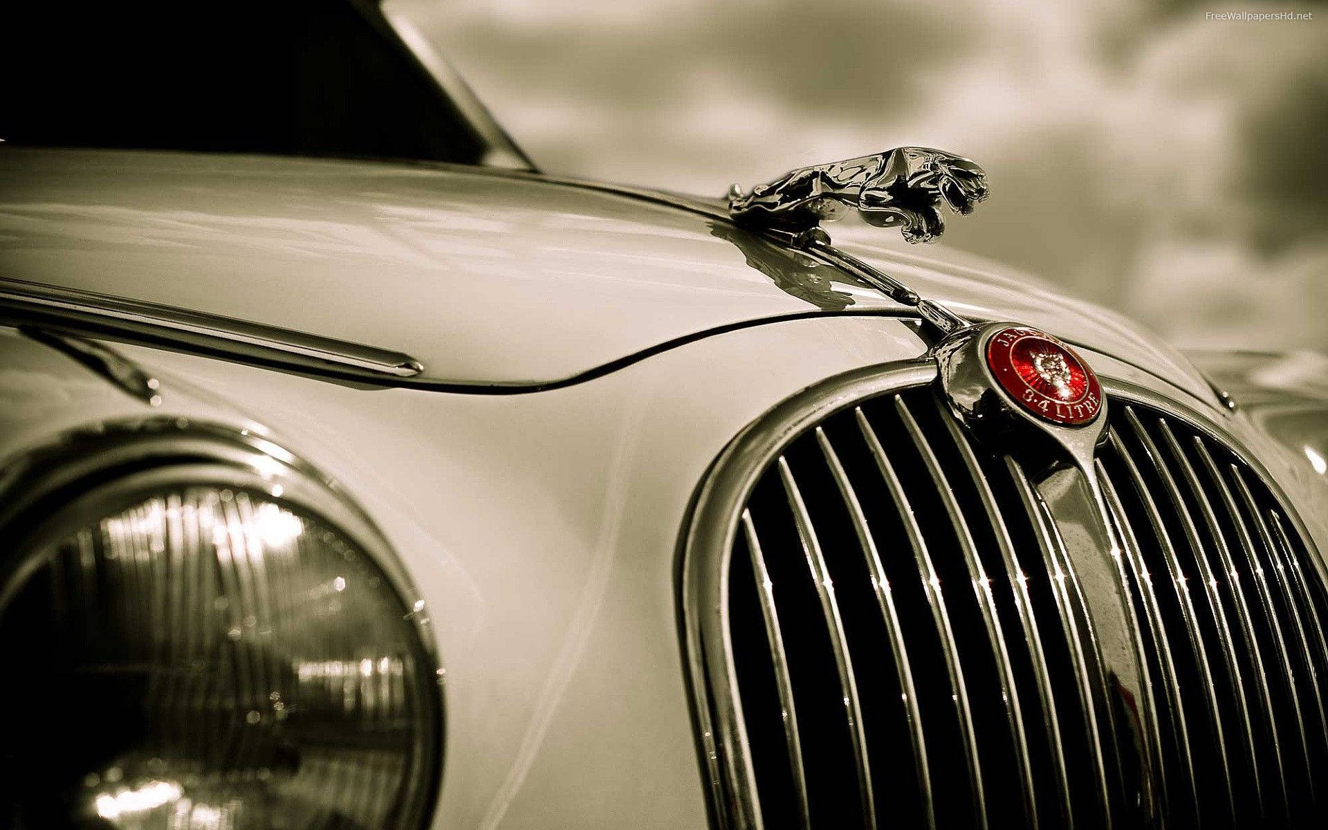 Jaguar Car, vintage Jaguar, hood ornament, Full HD Desktop Wallpaper