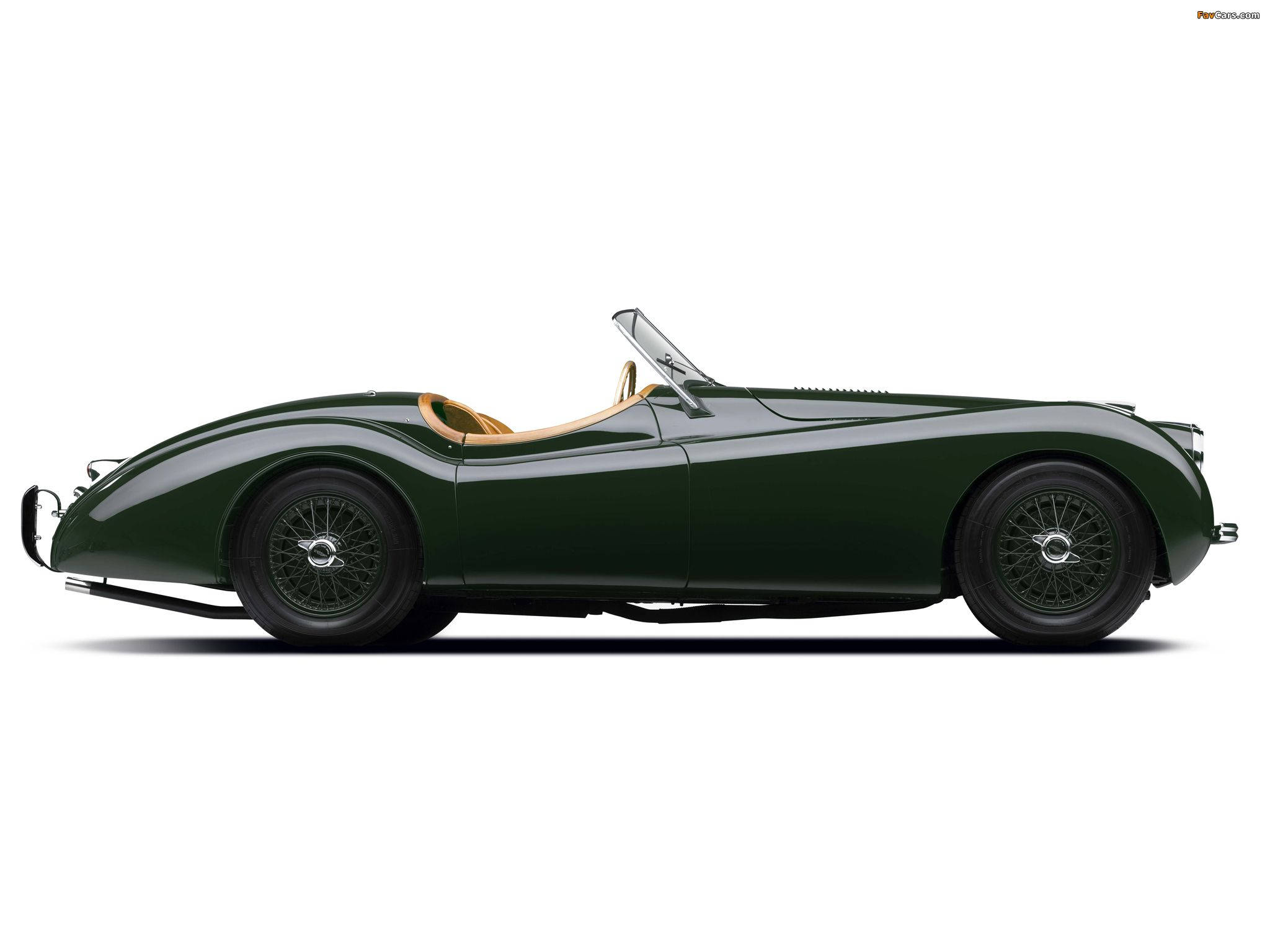 vintage green convertible sports car, tan interior, wire-spoke wheels, Full HD Desktop Wallpaper