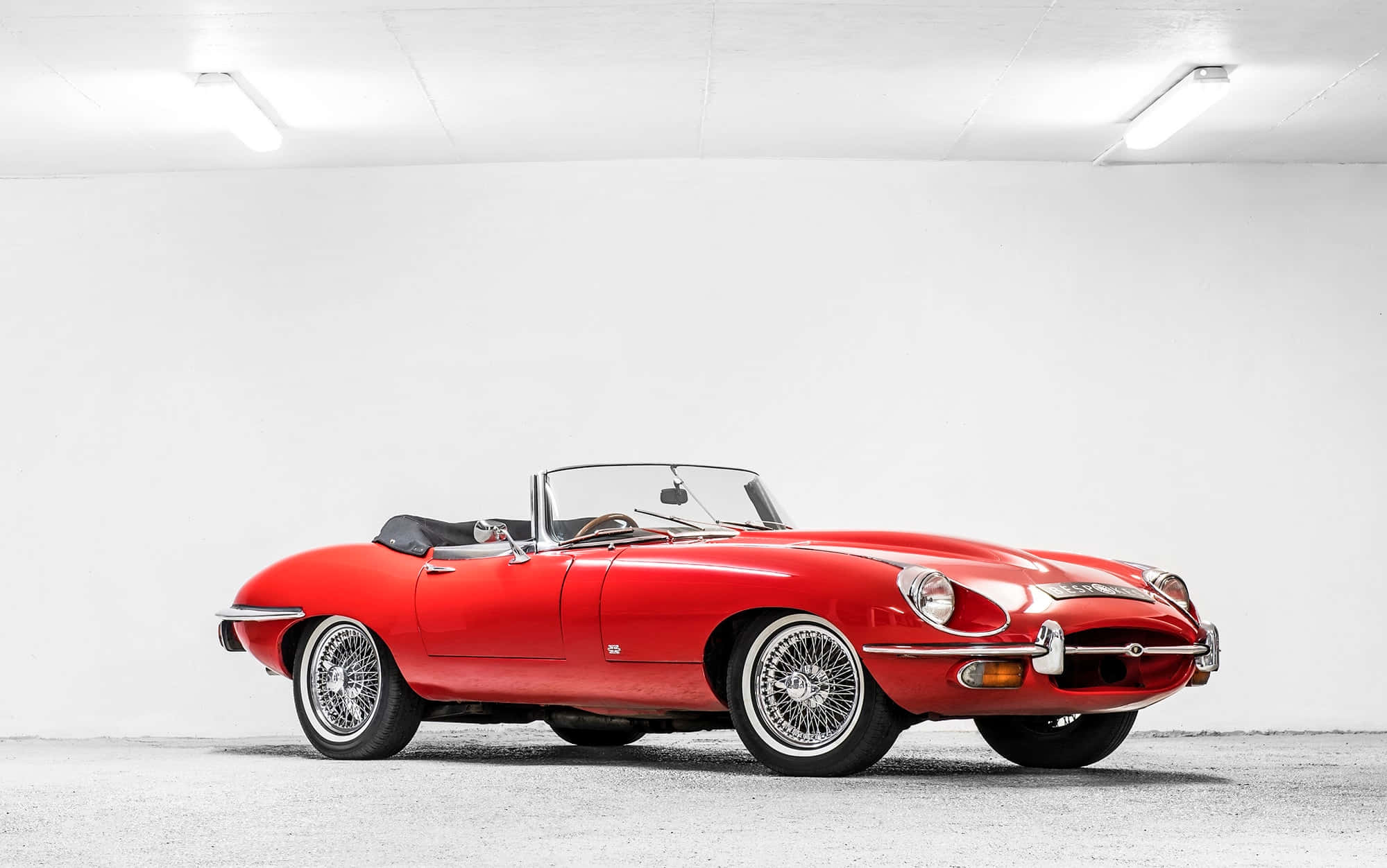 Jaguar E-Type, red, convertible, Full HD Desktop Wallpaper