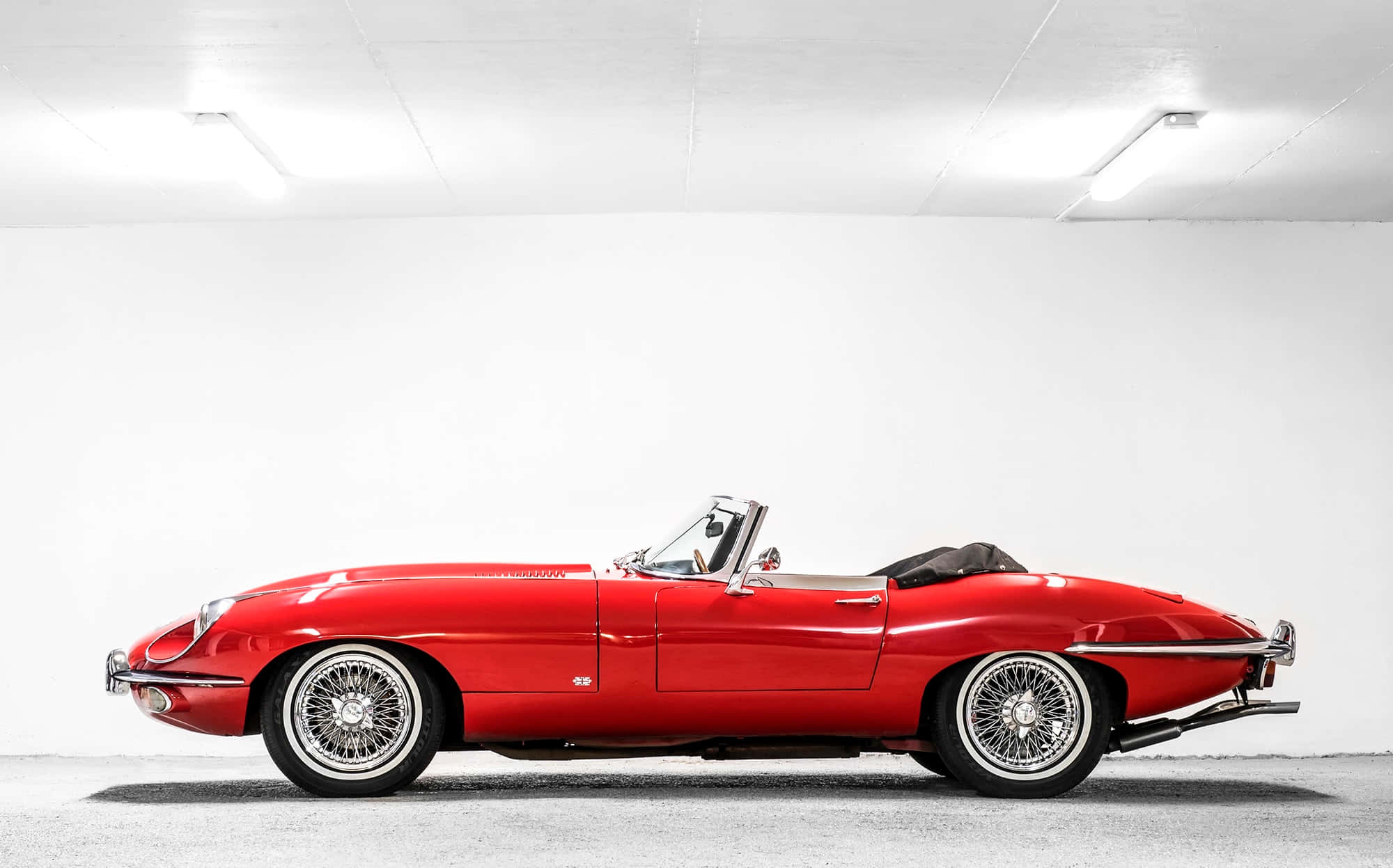 Jaguar E-type, red, classic convertible, Full HD Desktop Wallpaper