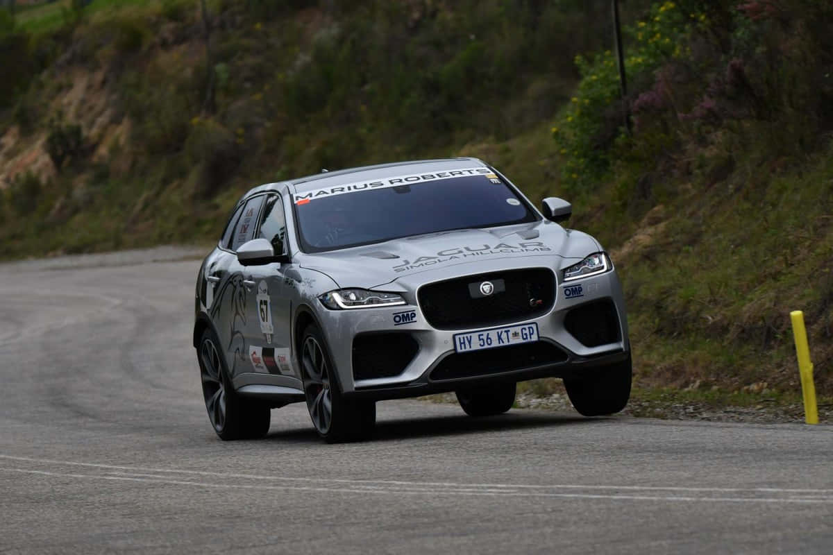 Jaguar F-pace, silver, winding mountain road, SD Desktop Wallpaper