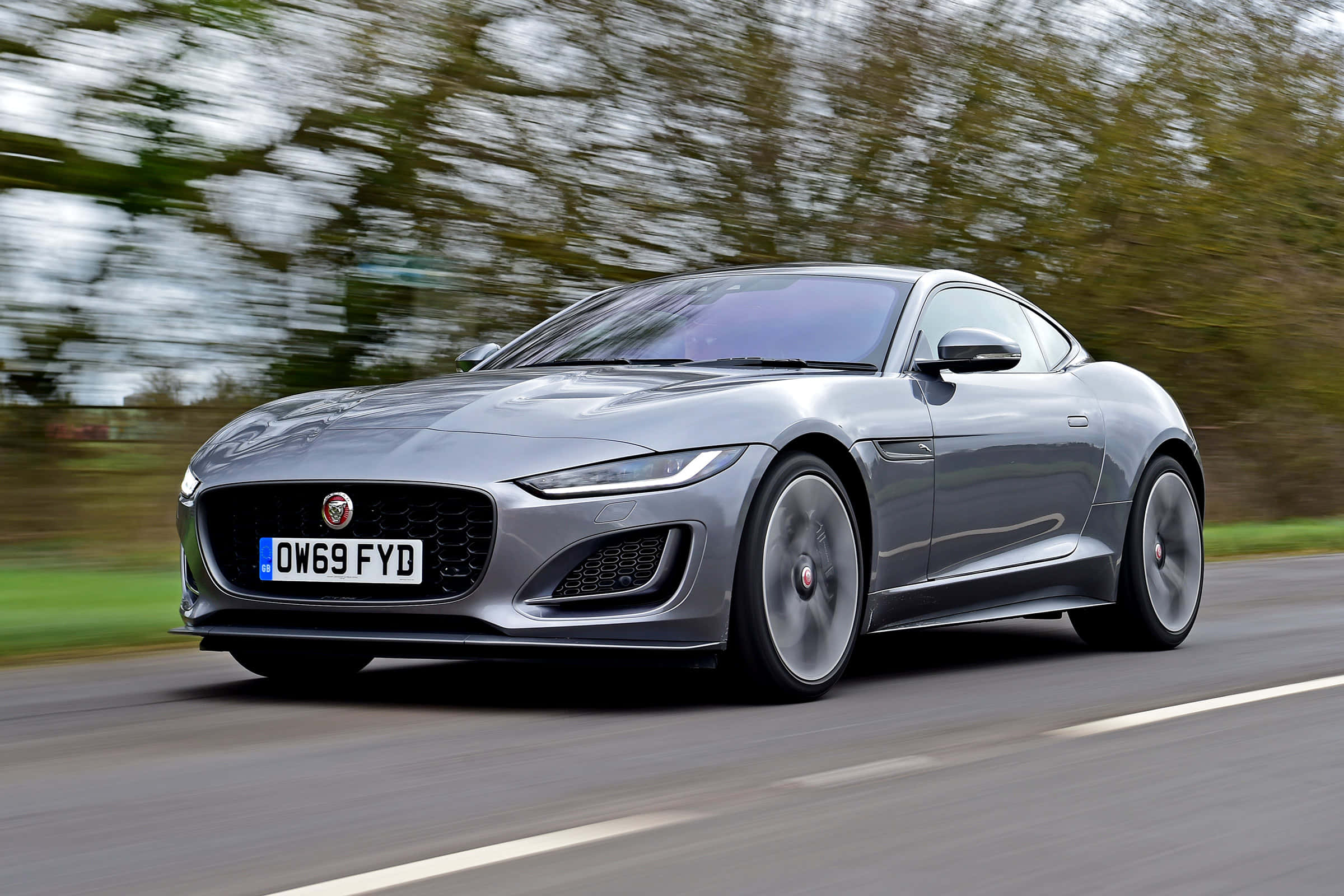 Jaguar F-Type, sleek silver, coupe, Full HD Desktop Wallpaper