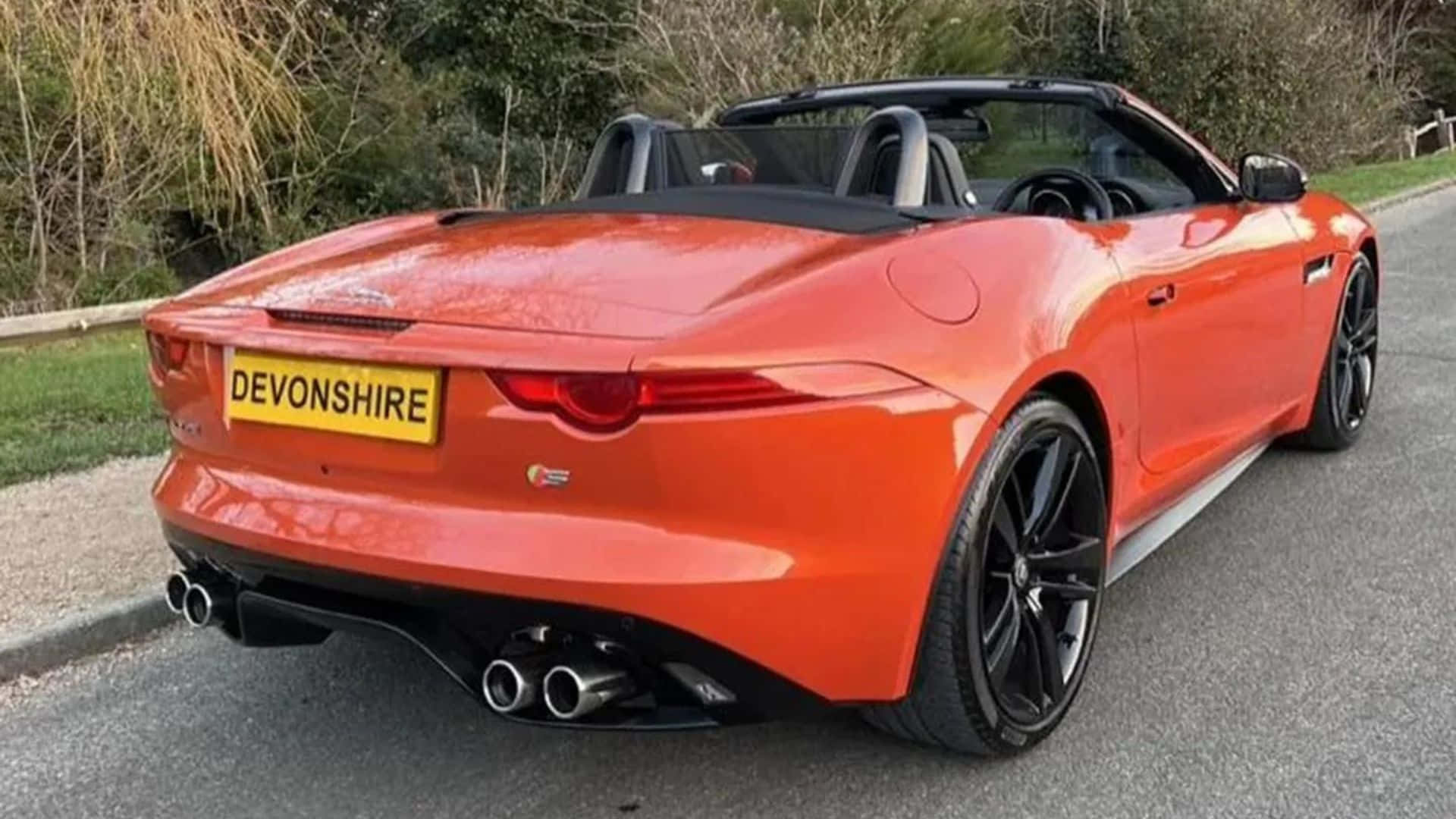 Jaguar F-Type, orange, convertible, Full HD Desktop Wallpaper