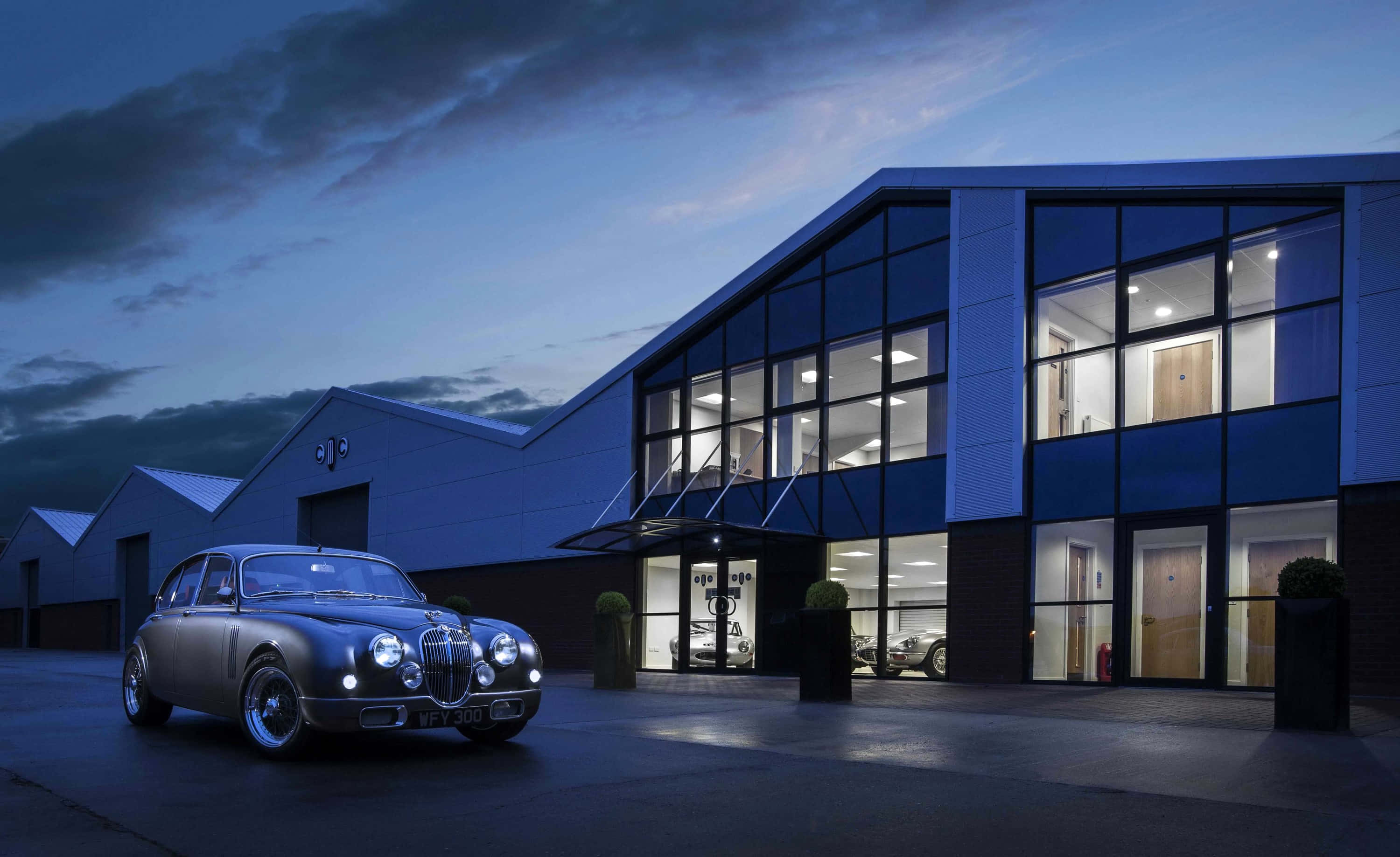 Jaguar Mark 2, silver, twilight, 2K Desktop Wallpaper
