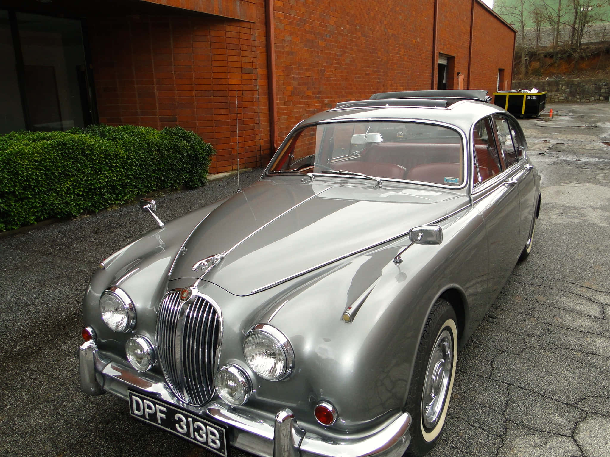 Jaguar Mark 2, silver, cracked pavement, Full HD Desktop Wallpaper