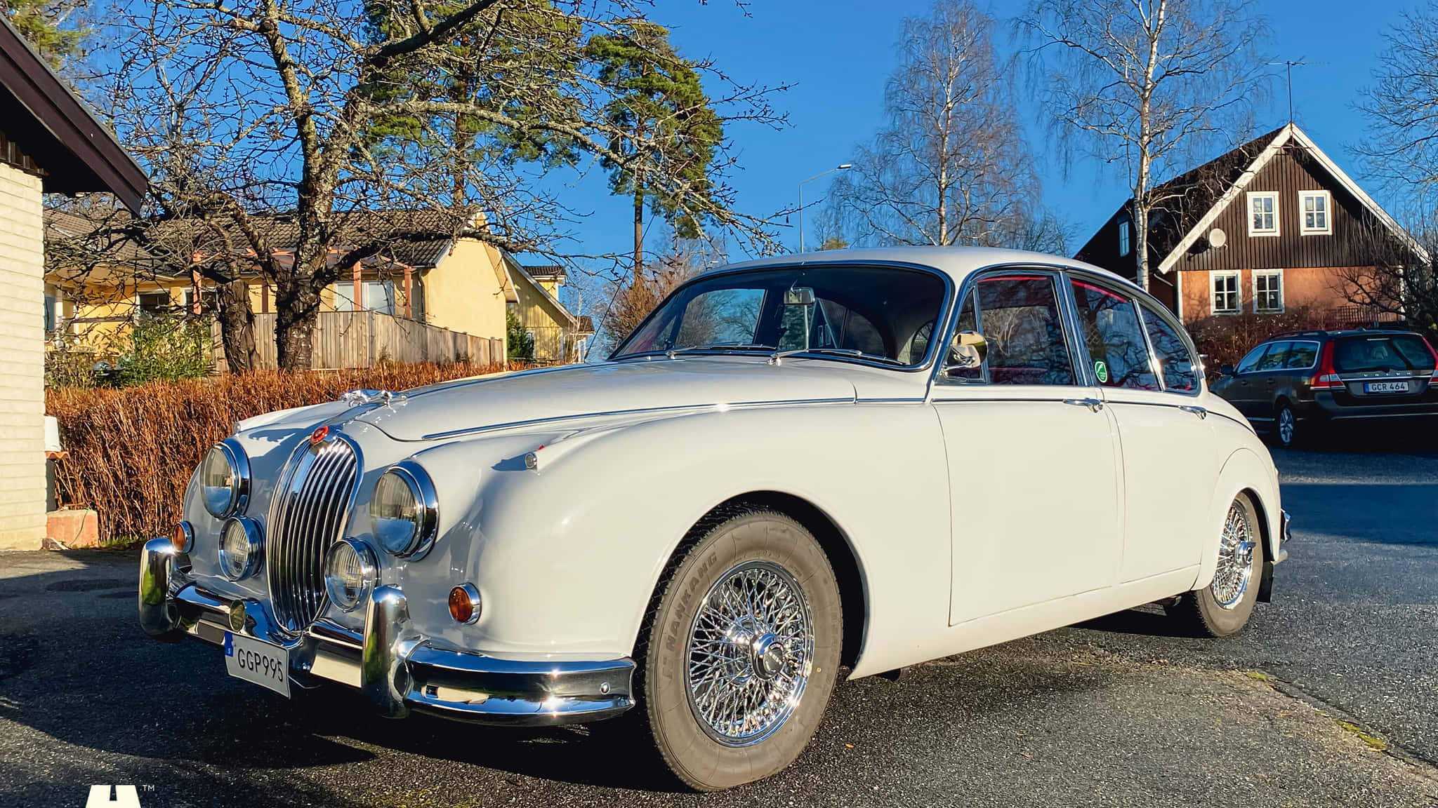 Jaguar Mark 2, white, bright sunlight, Full HD Desktop Wallpaper