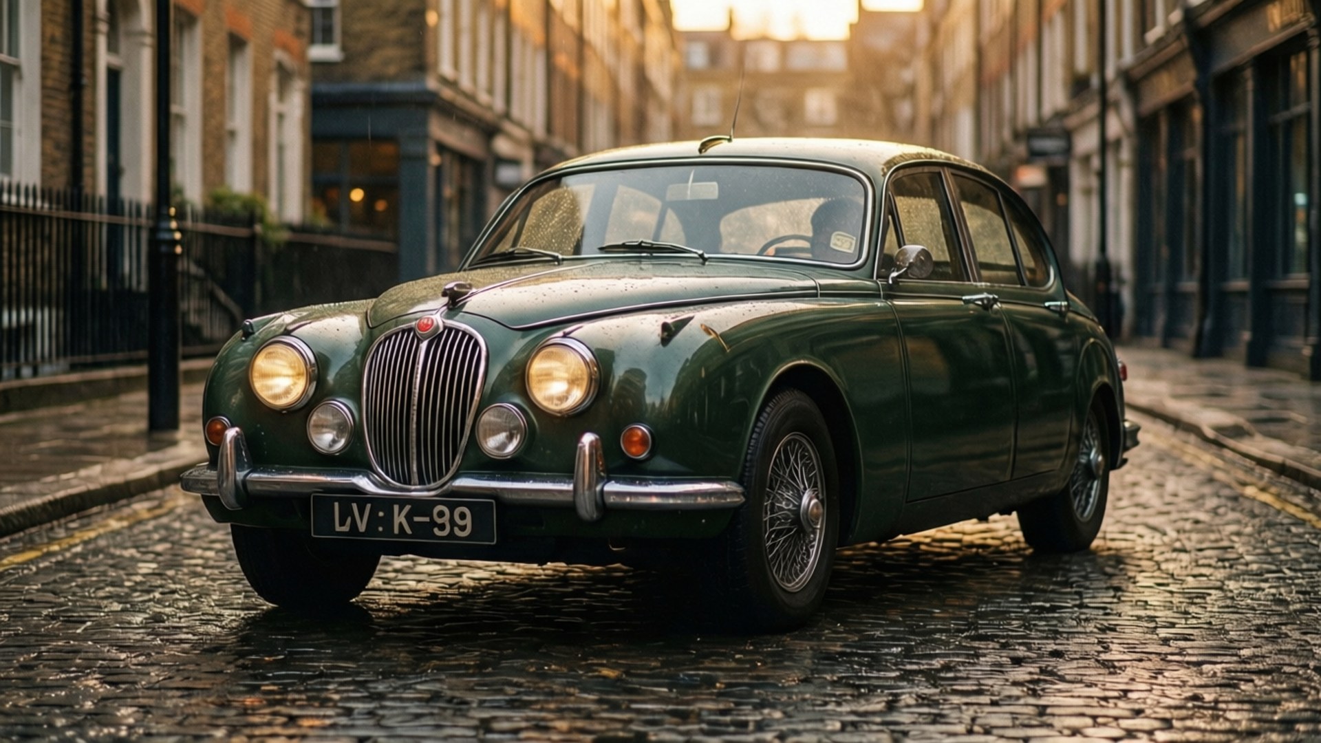 Jaguar, Jaguar Mark 2, vintage green, Full HD Desktop Wallpaper