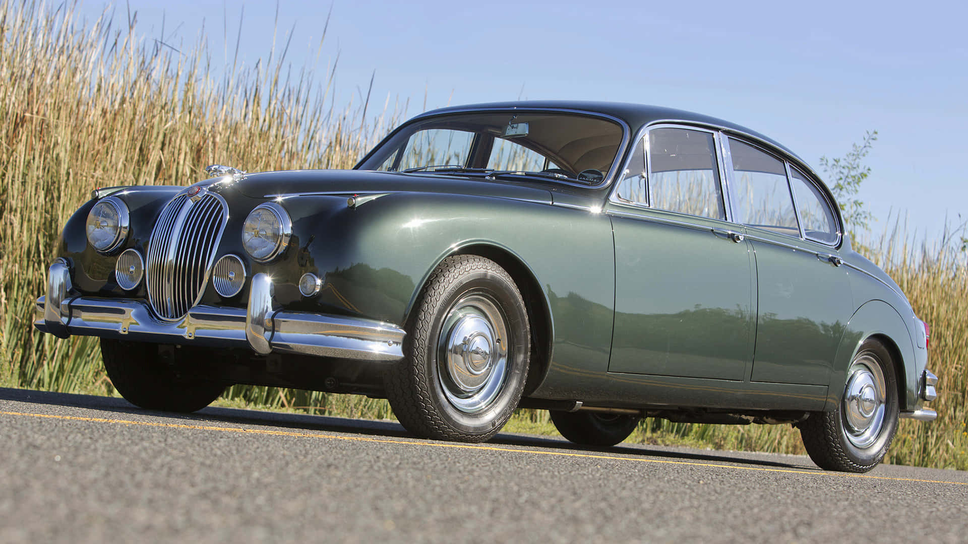Jaguar Mark 2, green, sunlight, Full HD Desktop Wallpaper