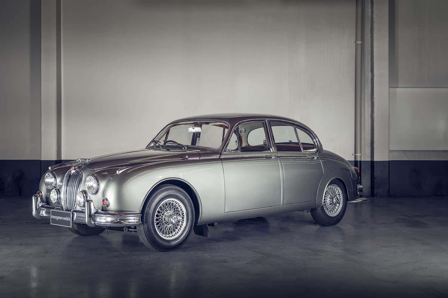 Jaguar Mark 2, silver, studio lights, HD Desktop Wallpaper
