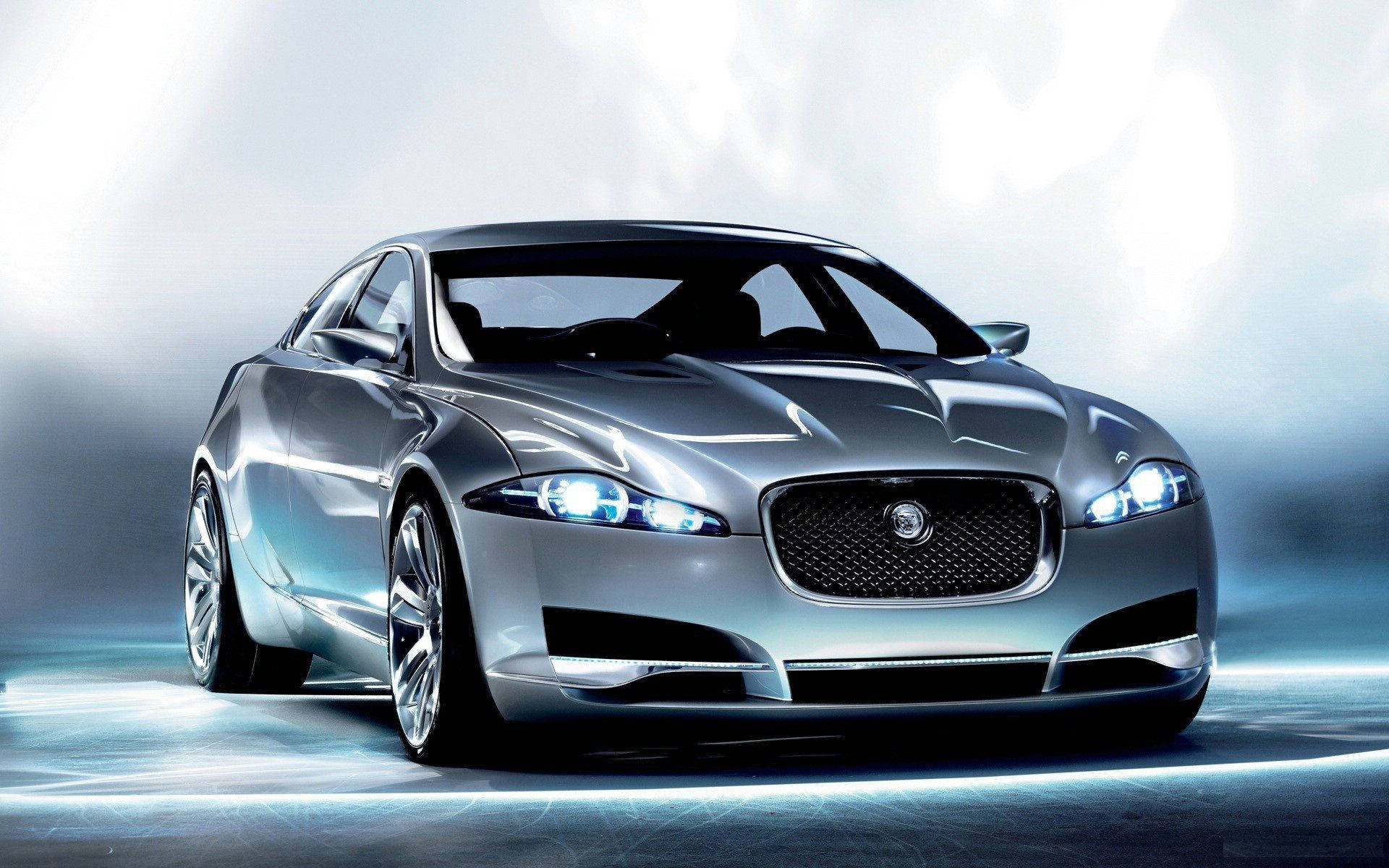 Jaguar, silver, concept car, Full HD Desktop Wallpaper