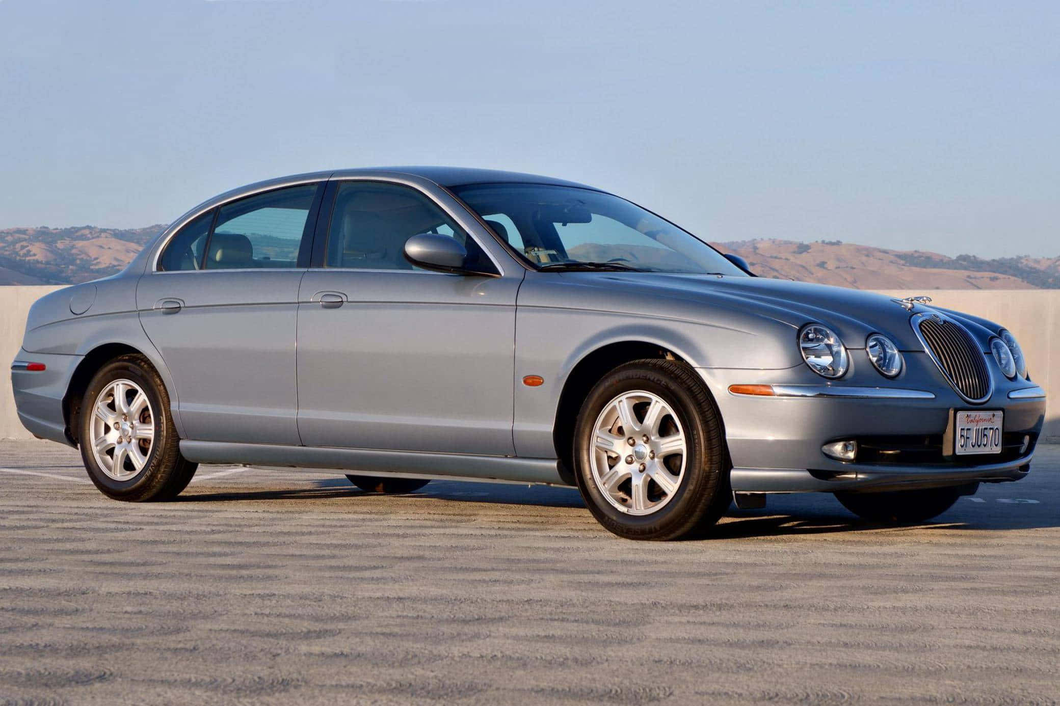 Jaguar S-type, silver, paved lot, Full HD Desktop Wallpaper