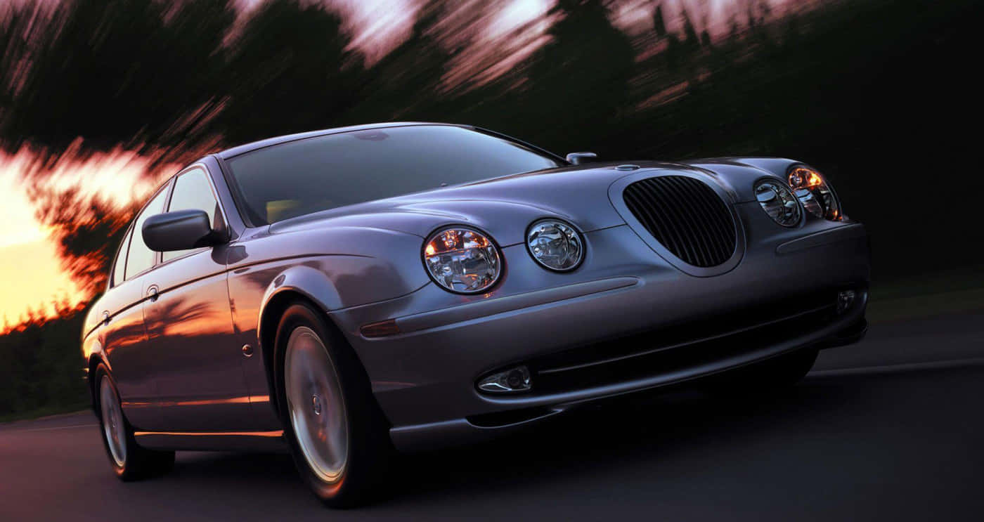 Jaguar S-type, silver, sunset, HD Desktop Wallpaper