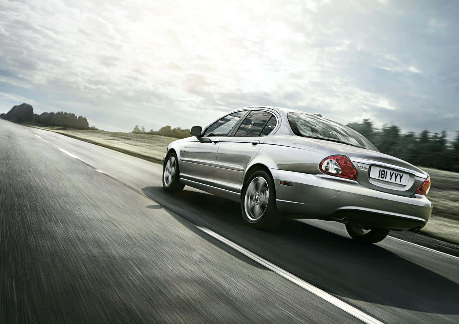 Jaguar X-type, silver, rural highway, HD Desktop Wallpaper