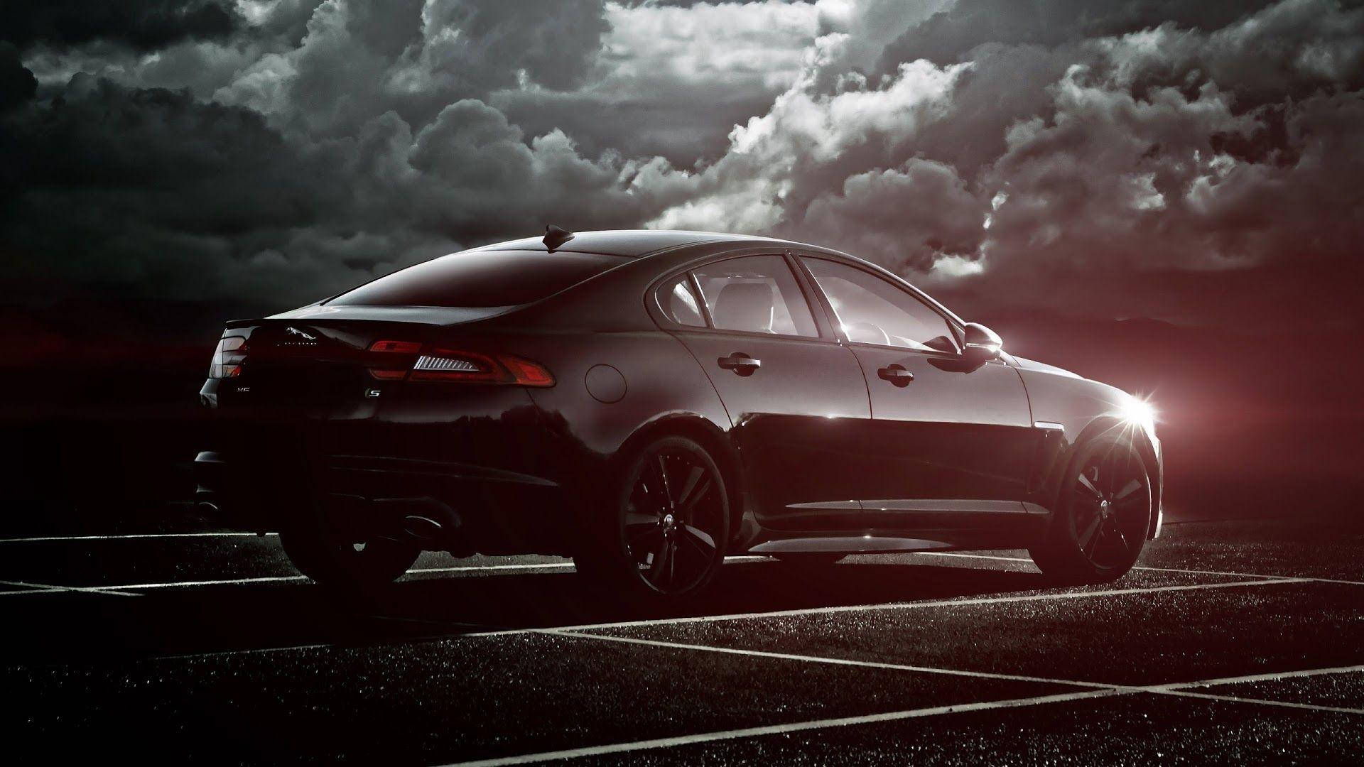 Jaguar, black, sedan, Full HD Desktop Wallpaper