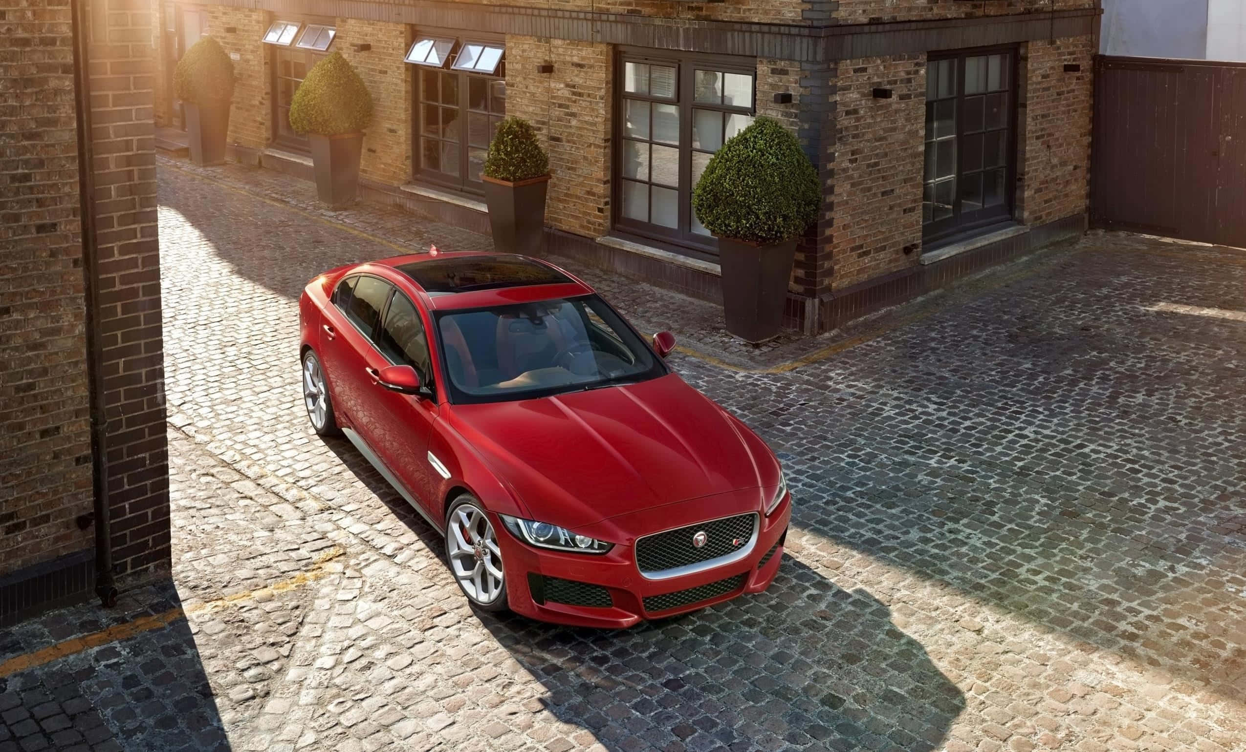 Jaguar XE, red, glossy, Full HD Desktop Wallpaper