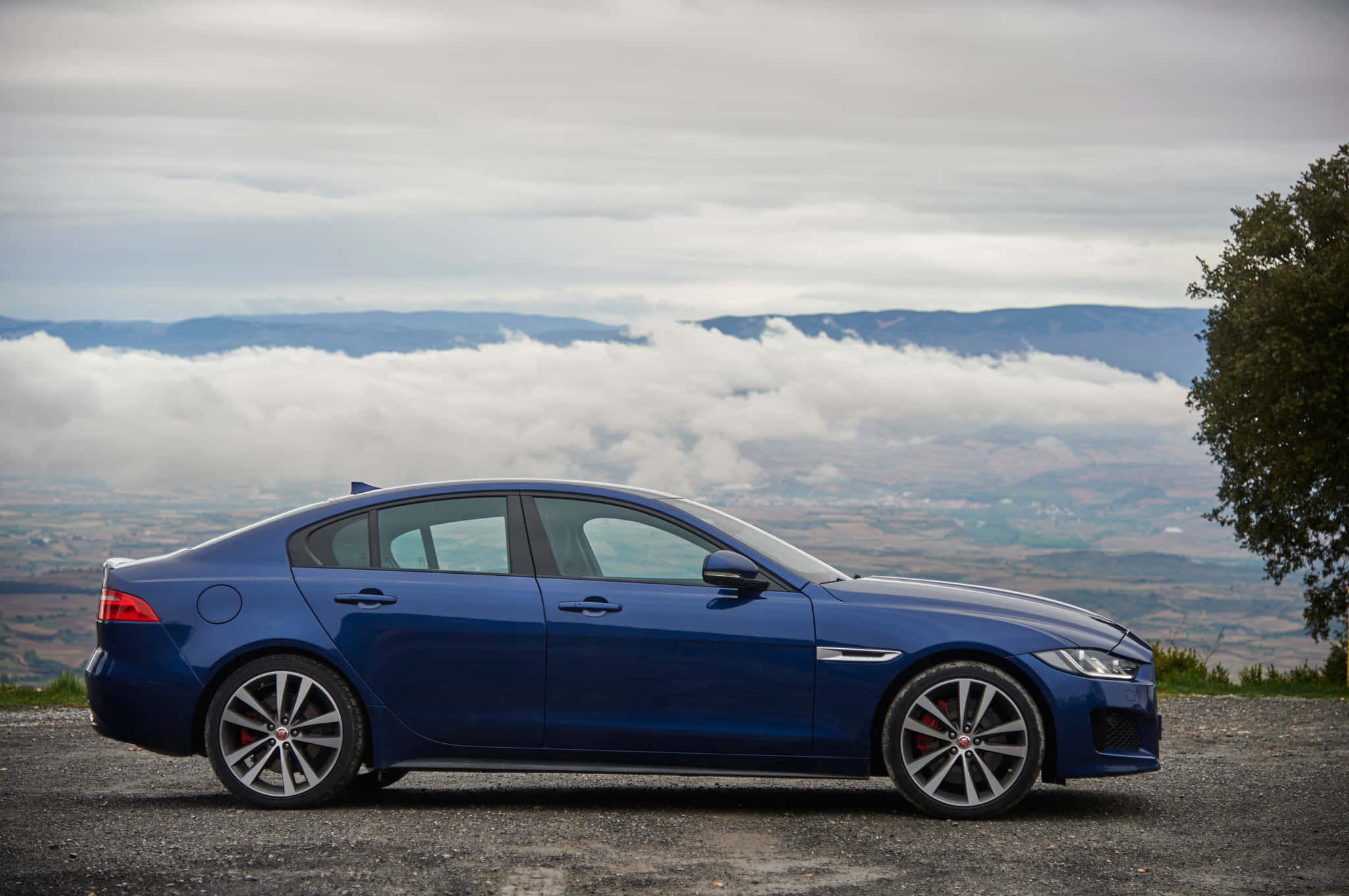 Jaguar XE, blue, gravel overlook, Full HD Desktop Wallpaper