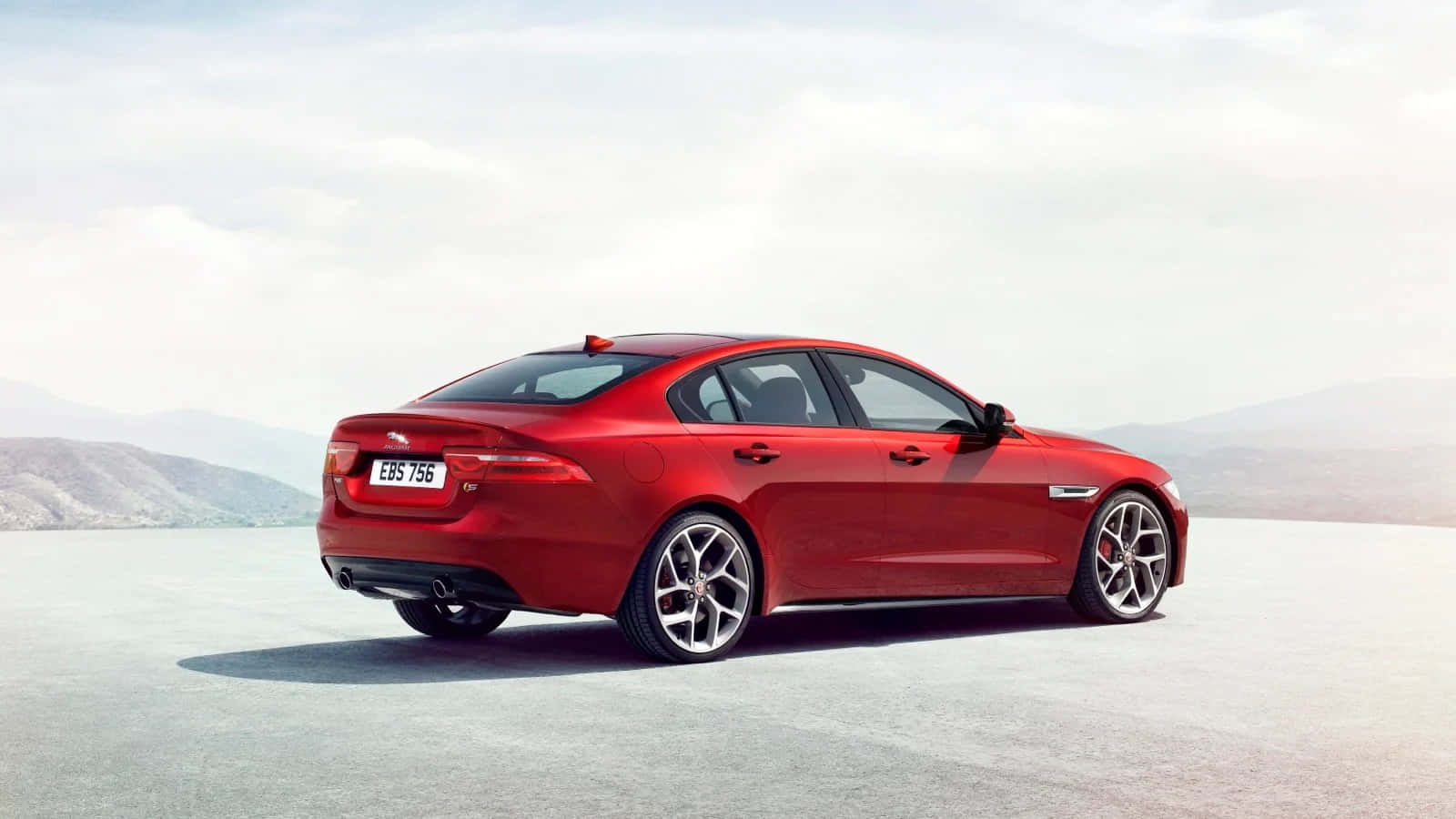 Jaguar XE, red, vast plain, HD Desktop Wallpaper