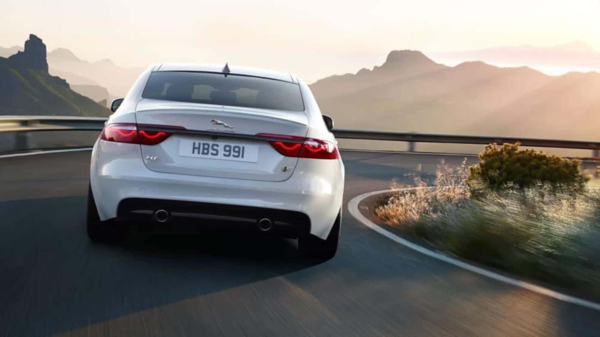 Jaguar XF, white, sunset, Full HD Desktop Wallpaper