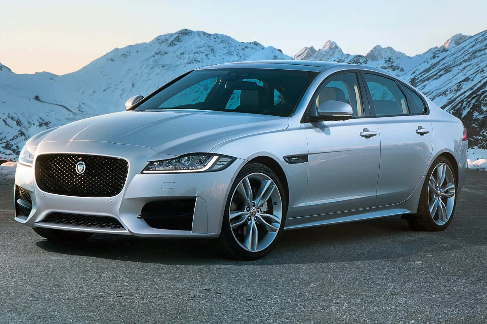 Jaguar XF, silver, mountain road, HD Desktop Wallpaper