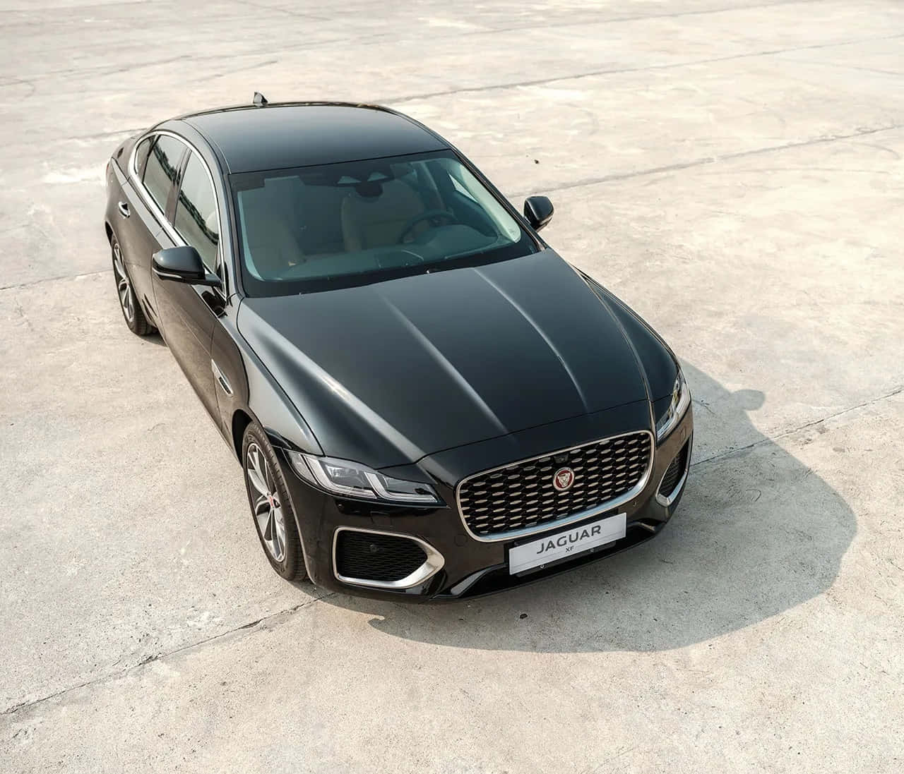 Jaguar XF, black, concrete lot, HD Desktop Wallpaper