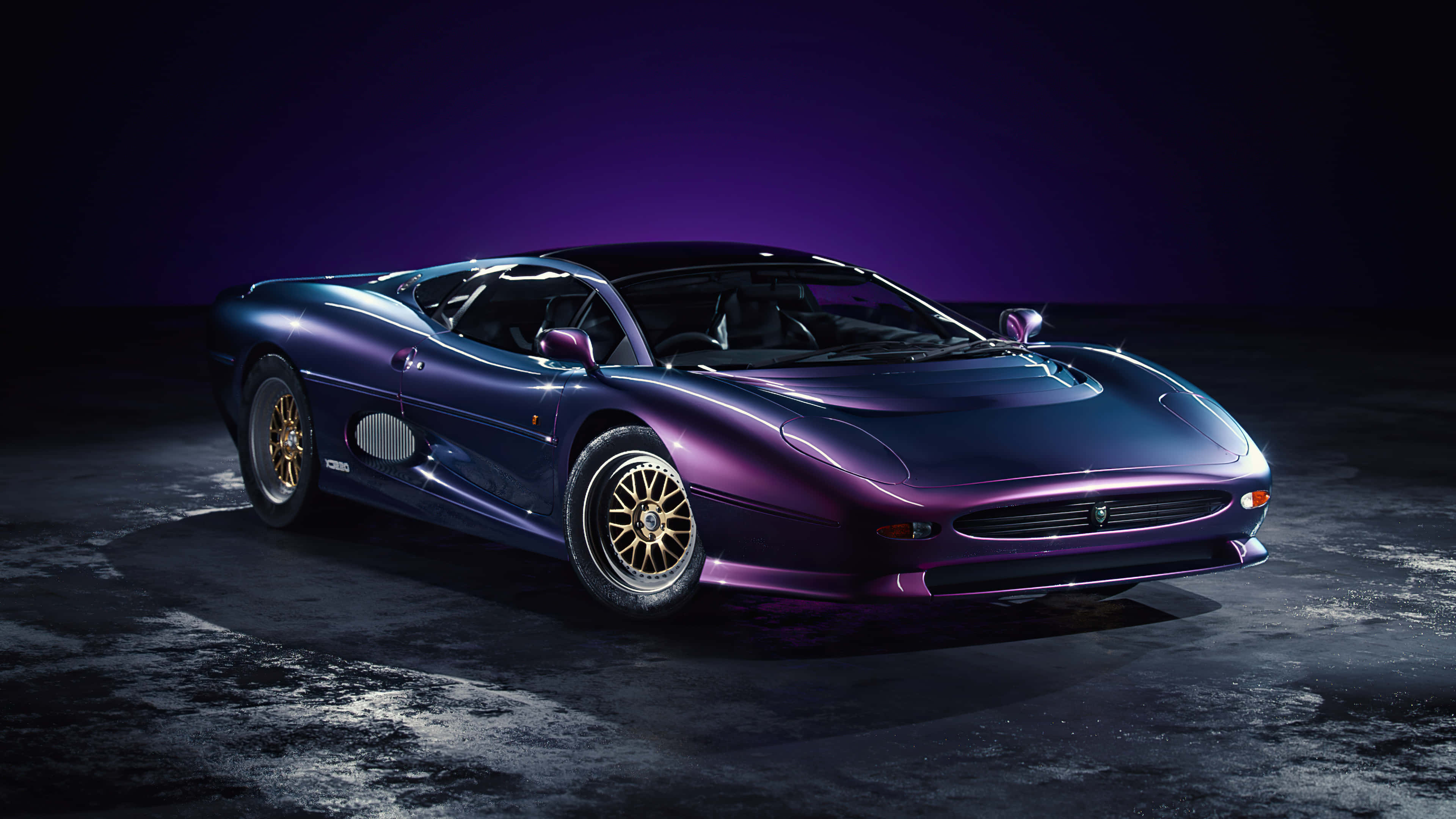 Jaguar XJ220, purple, studio lighting, 4K Desktop Wallpaper